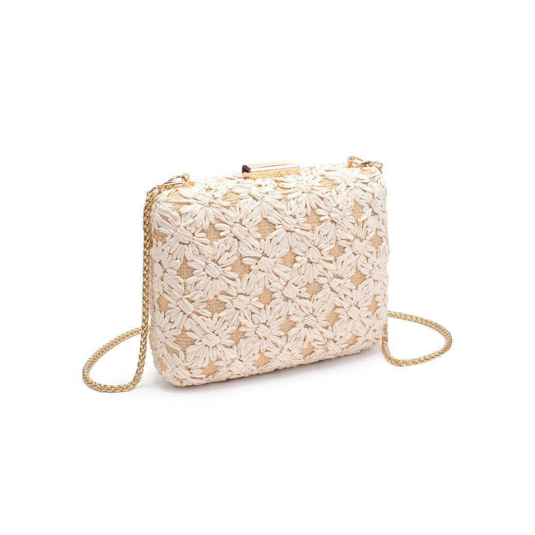 Samantha Floral Straw Clutch