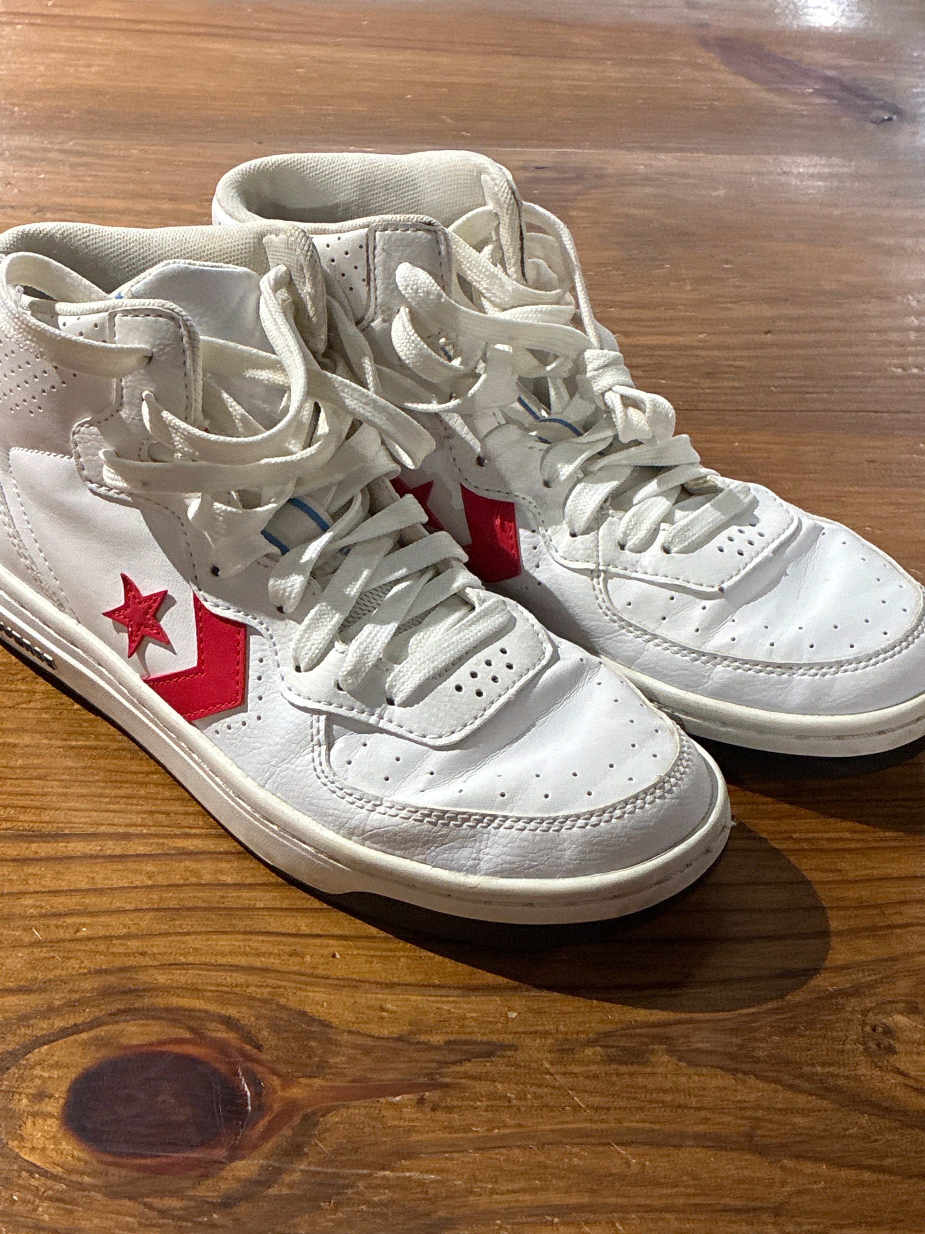 Red & White Converse High Tops 7.5
