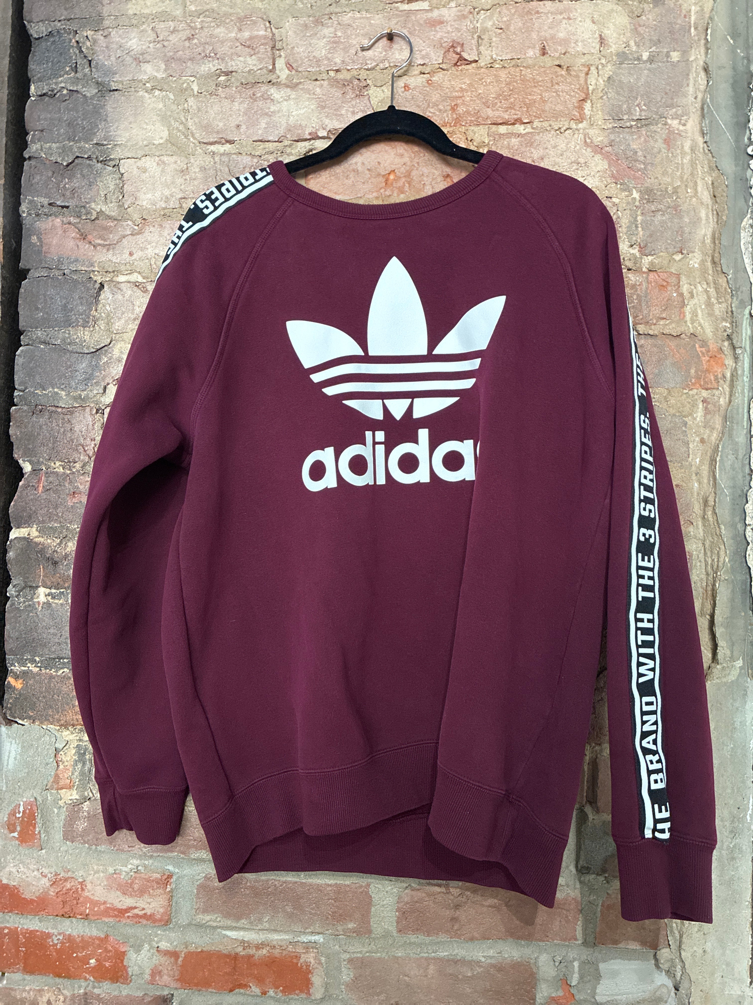 Adidas Maroon Arm Stripe Crewneck L