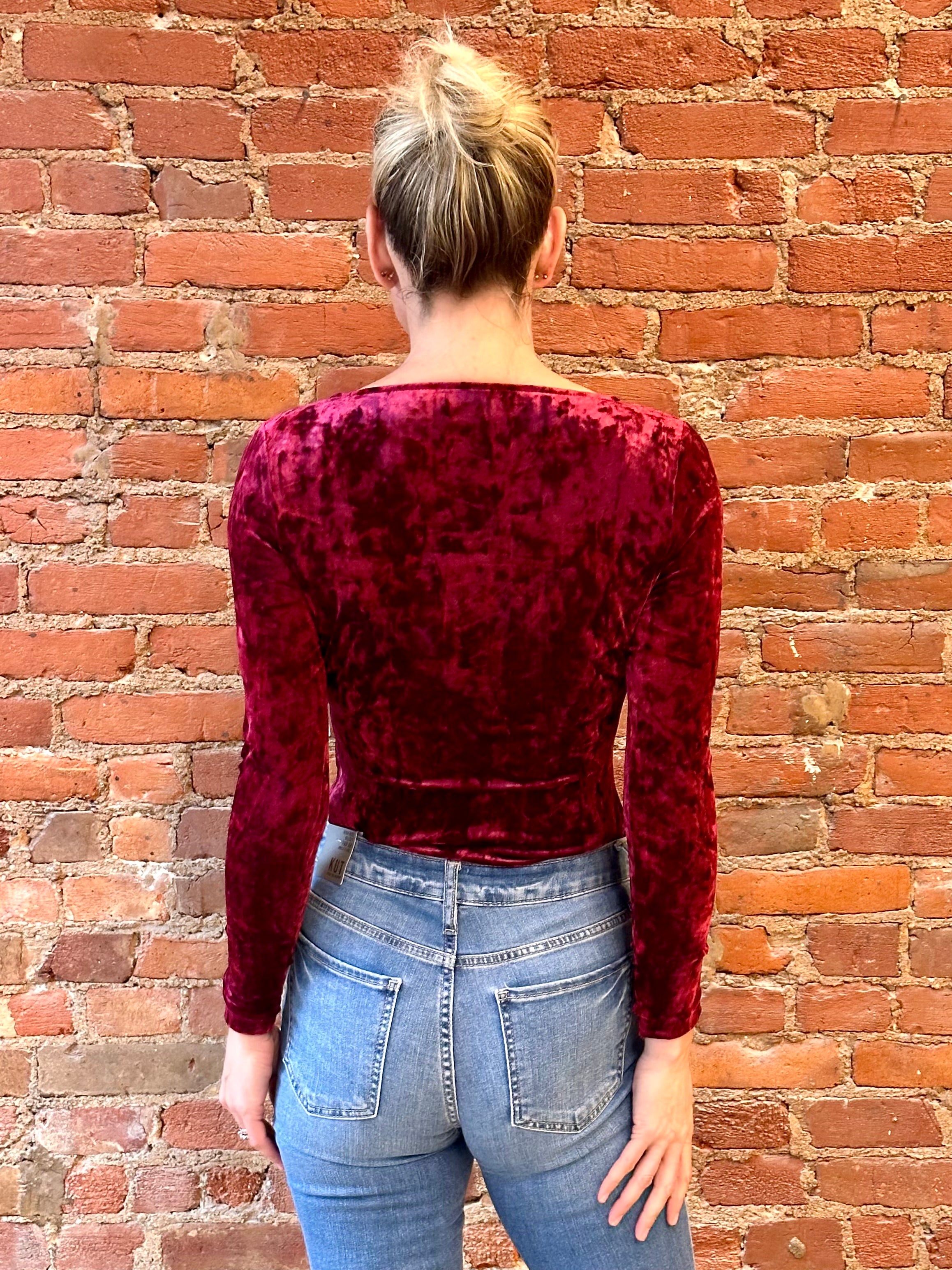 Burgundy Velvet Bodysuit