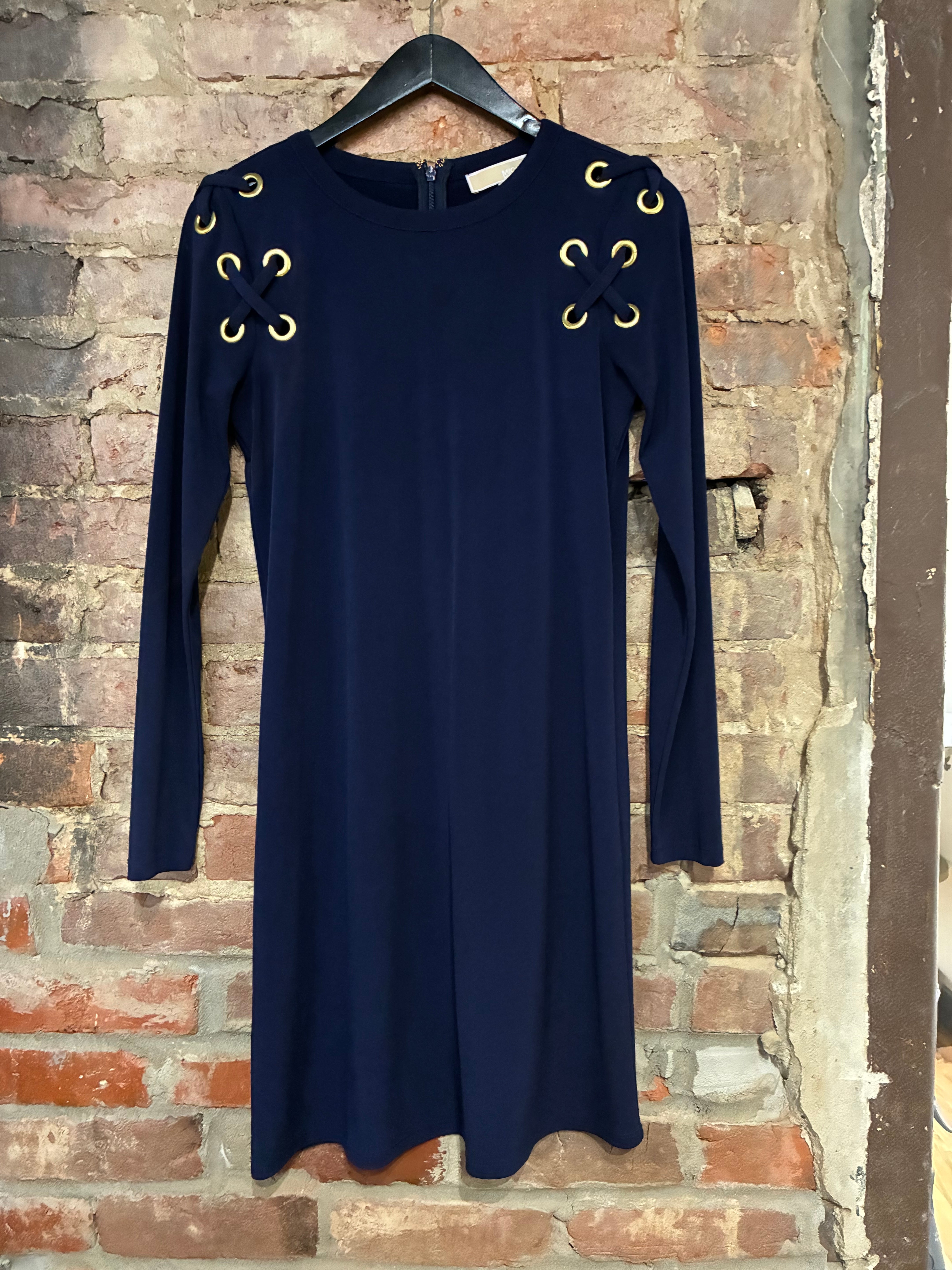 Navy Long Sleeve Shift Dress