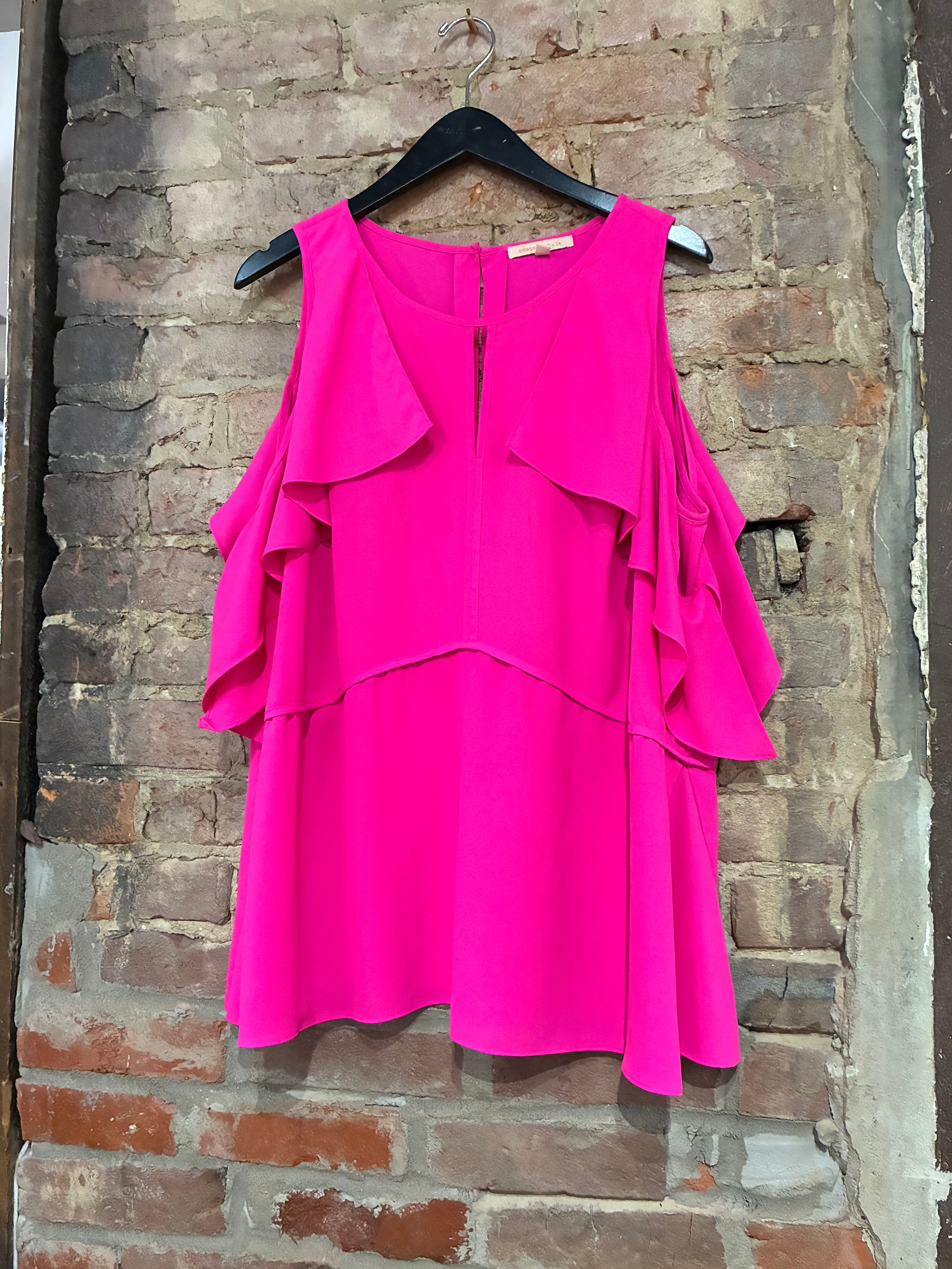 Hot Pink Cold Shoulder Blouse