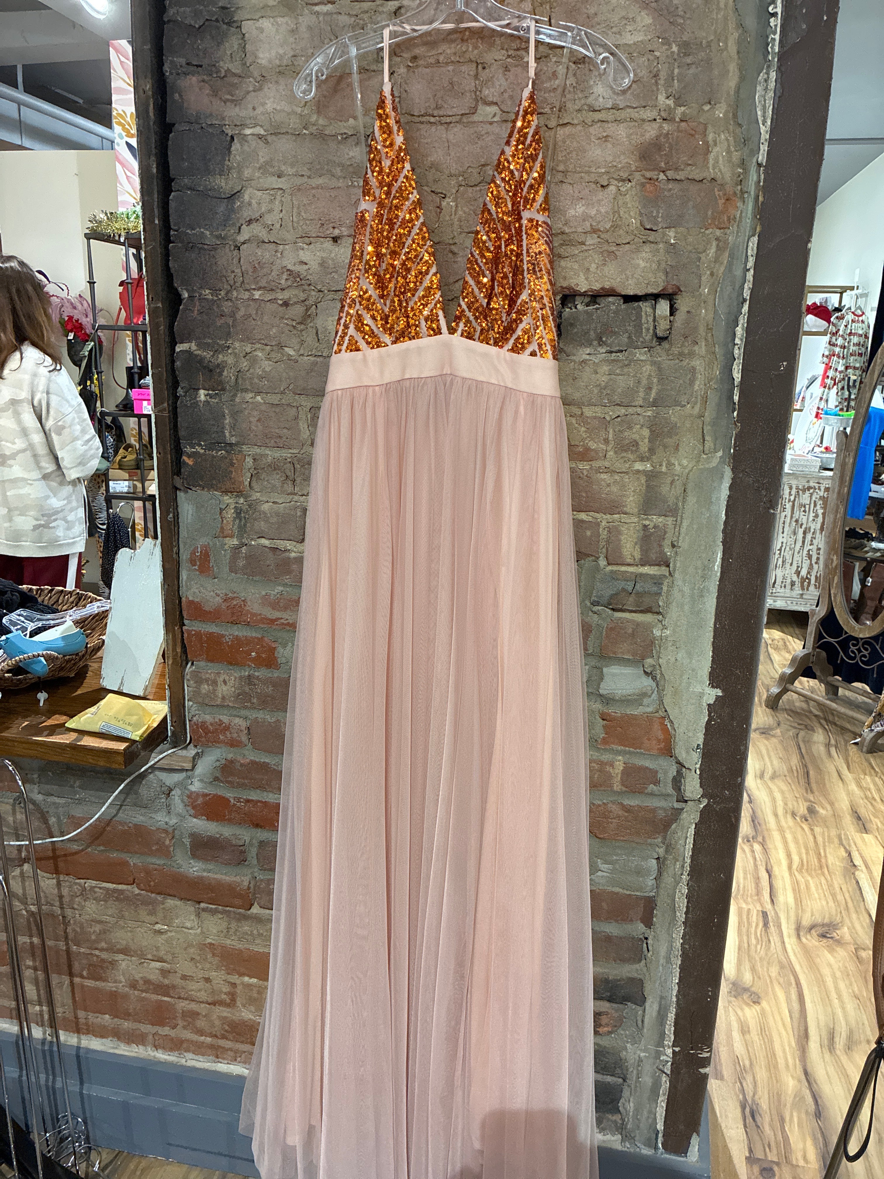 Peachy Sequin Gown