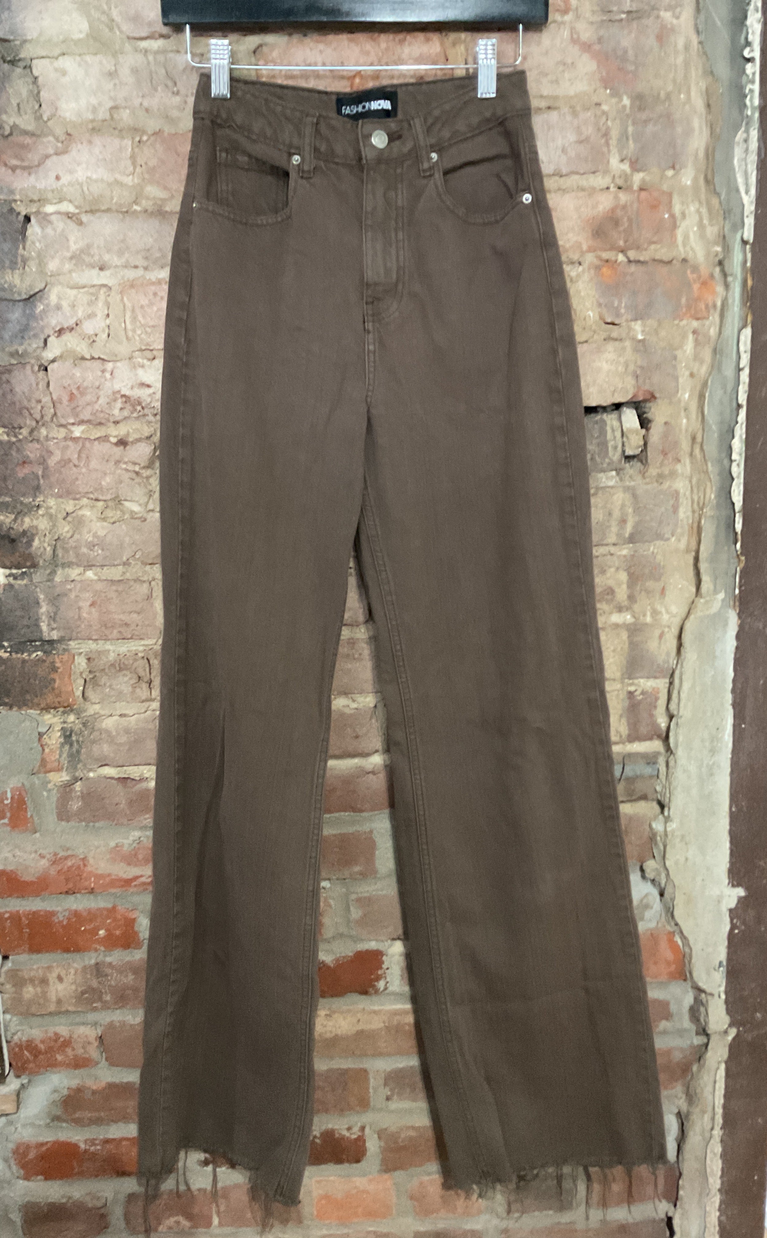 Brown Denim Wide Leg Jeans 0