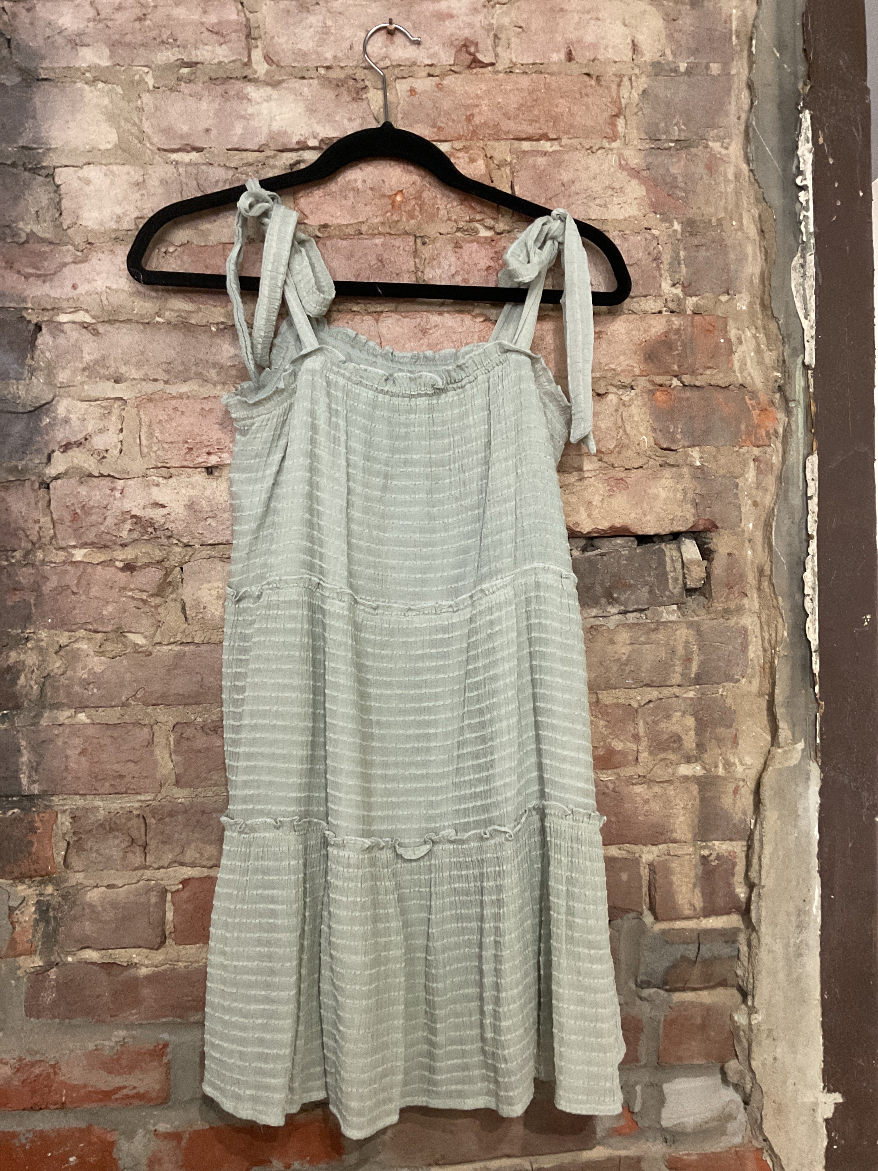 Light Sage Tiered Sundress M