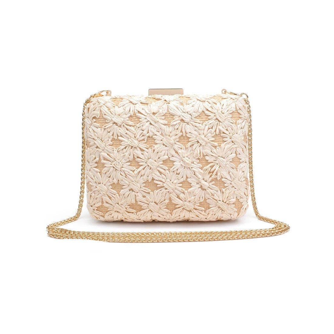 Samantha Floral Straw Clutch