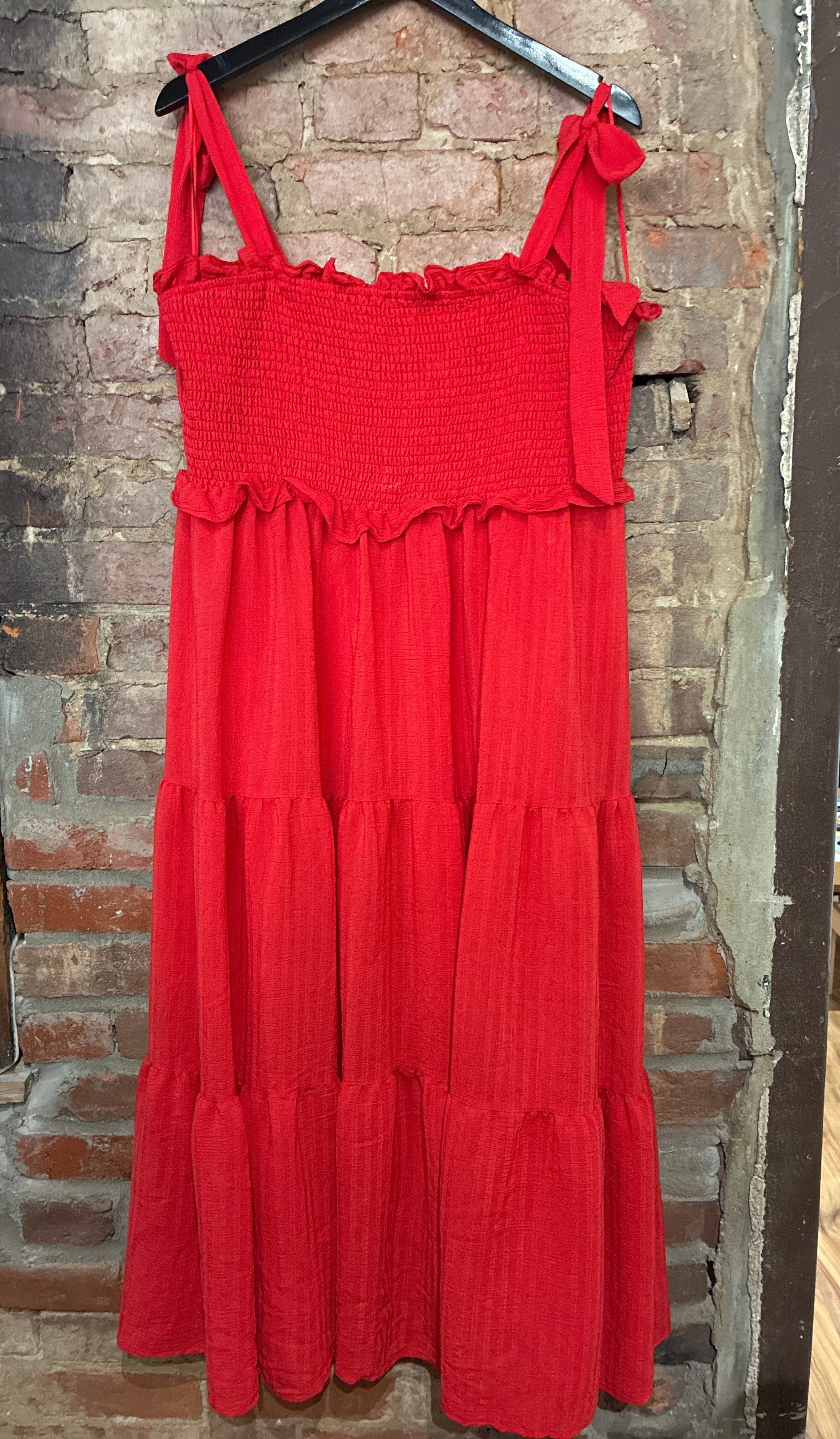 Red Ruched Sun Dress - 3X