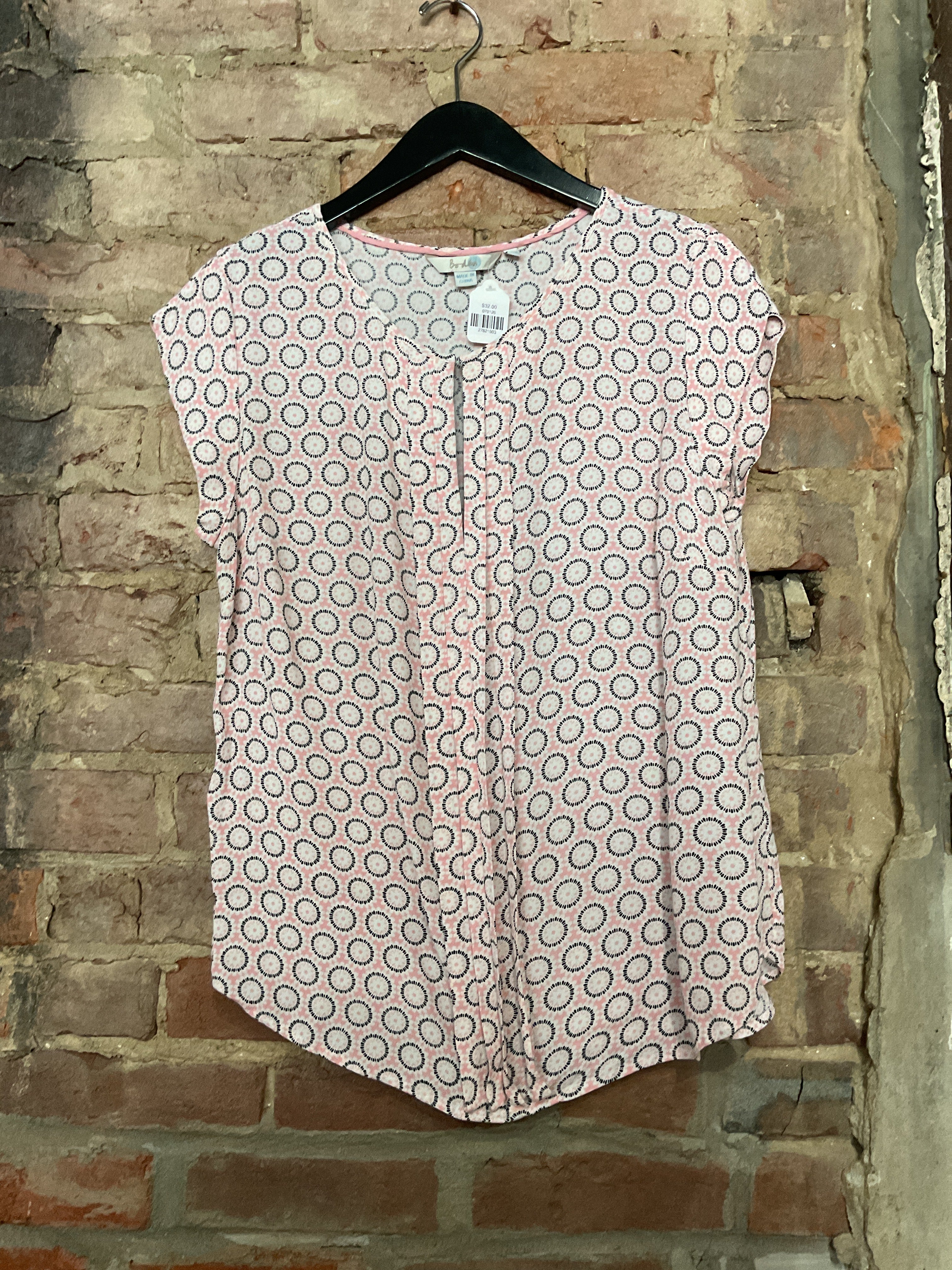 Boden Pink Pattern Cap Sleeve Top