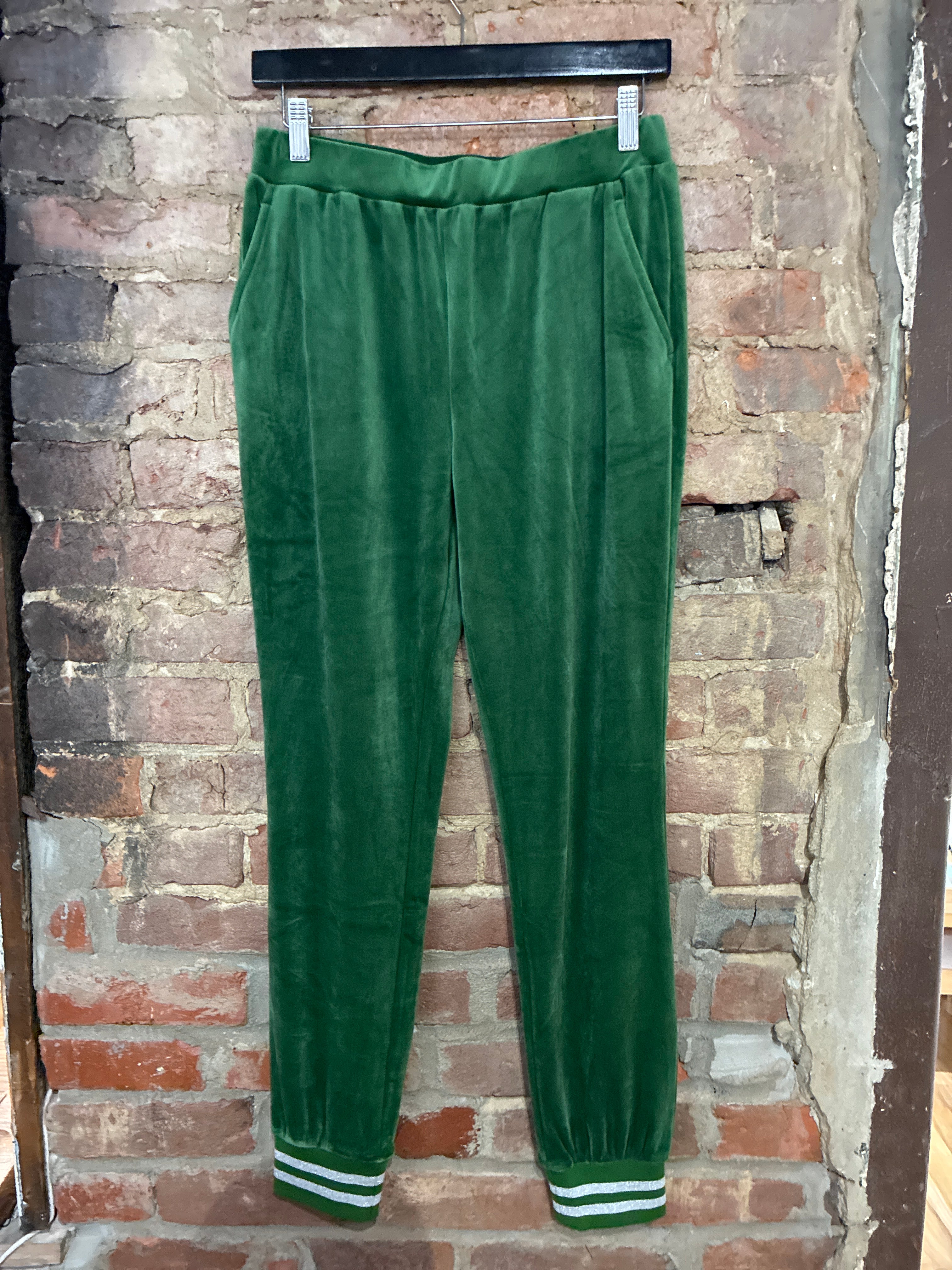 Kate & Mallory Green Velour Joggers S