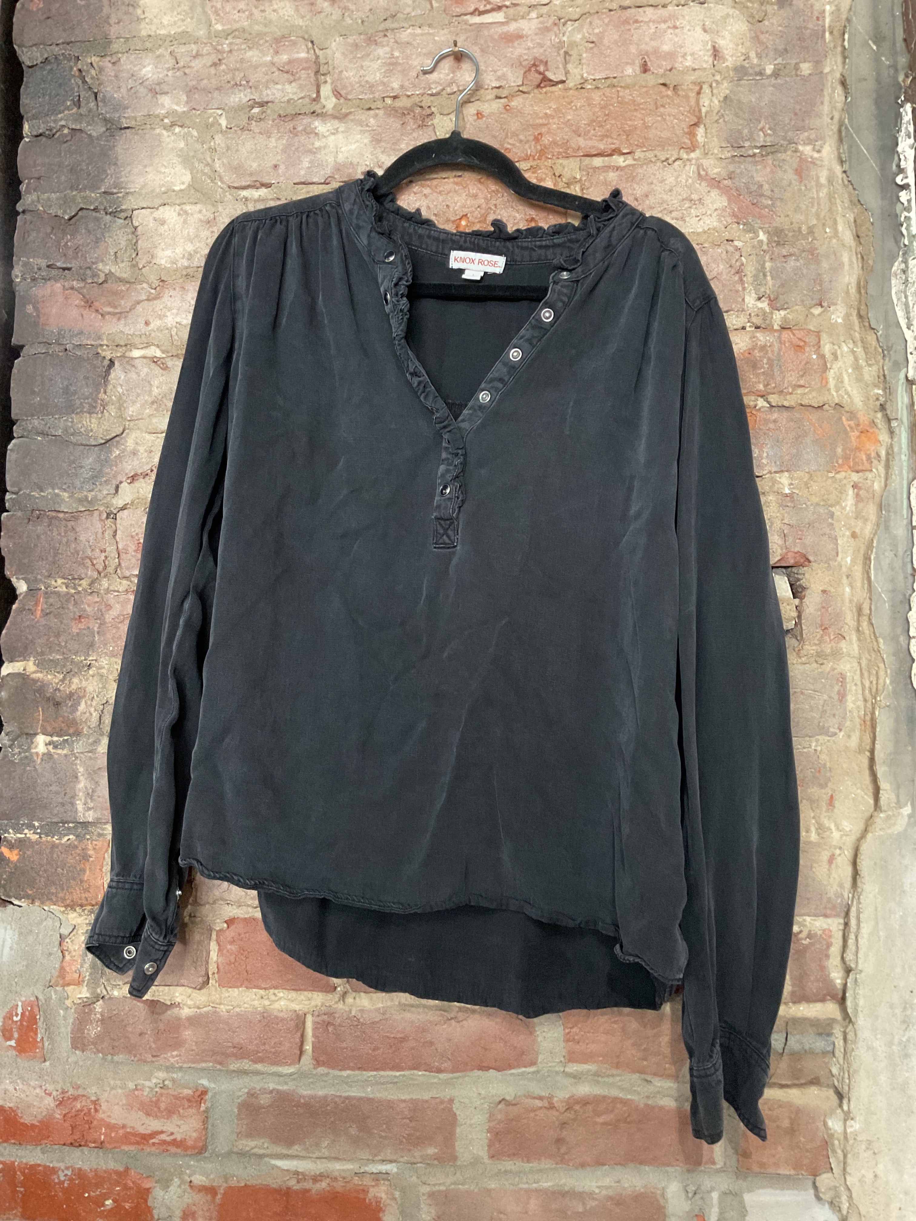 Black Tencil Boho Blouse- L