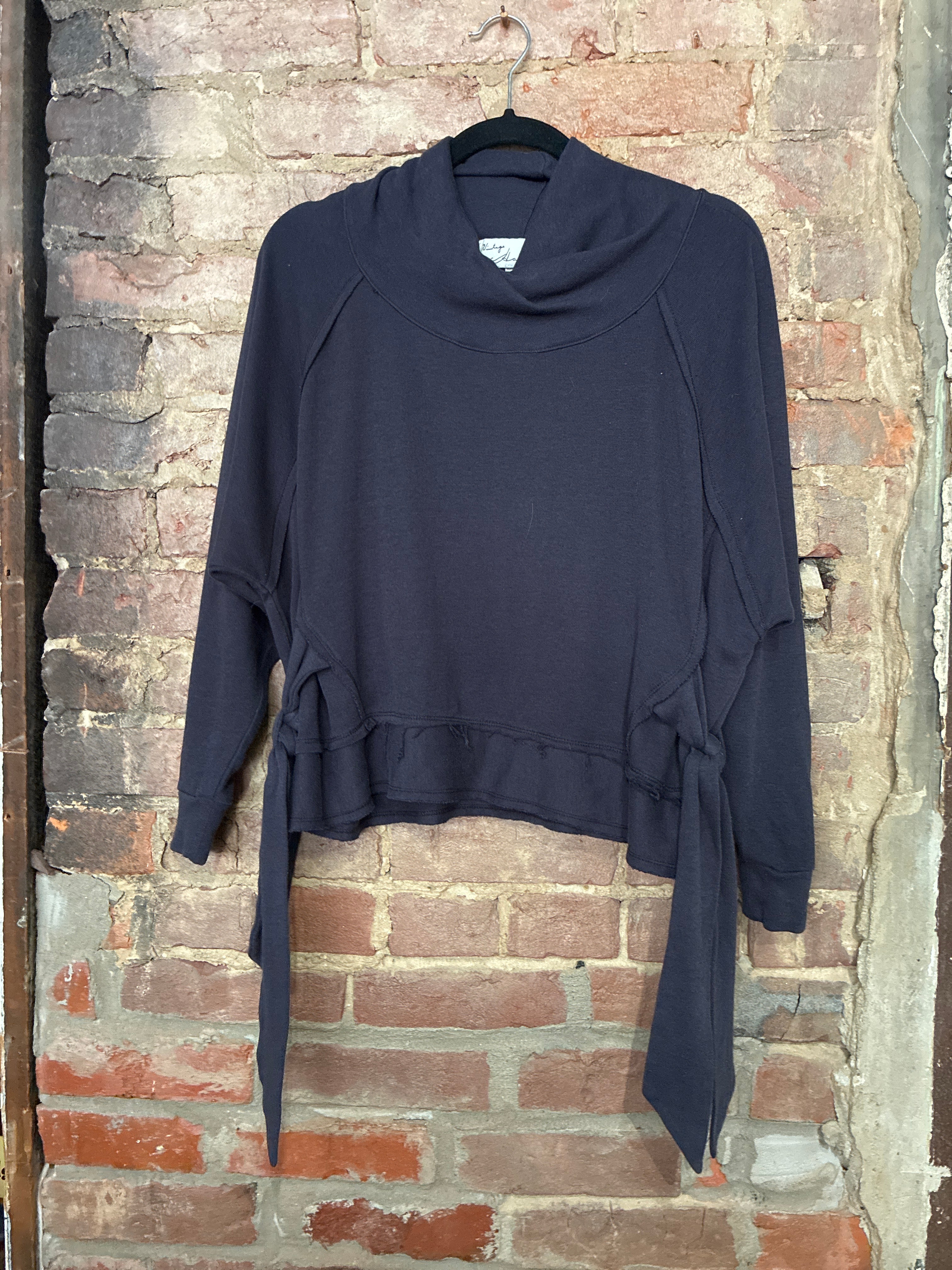 Mock Tie Side Tie Sweatshirt - S