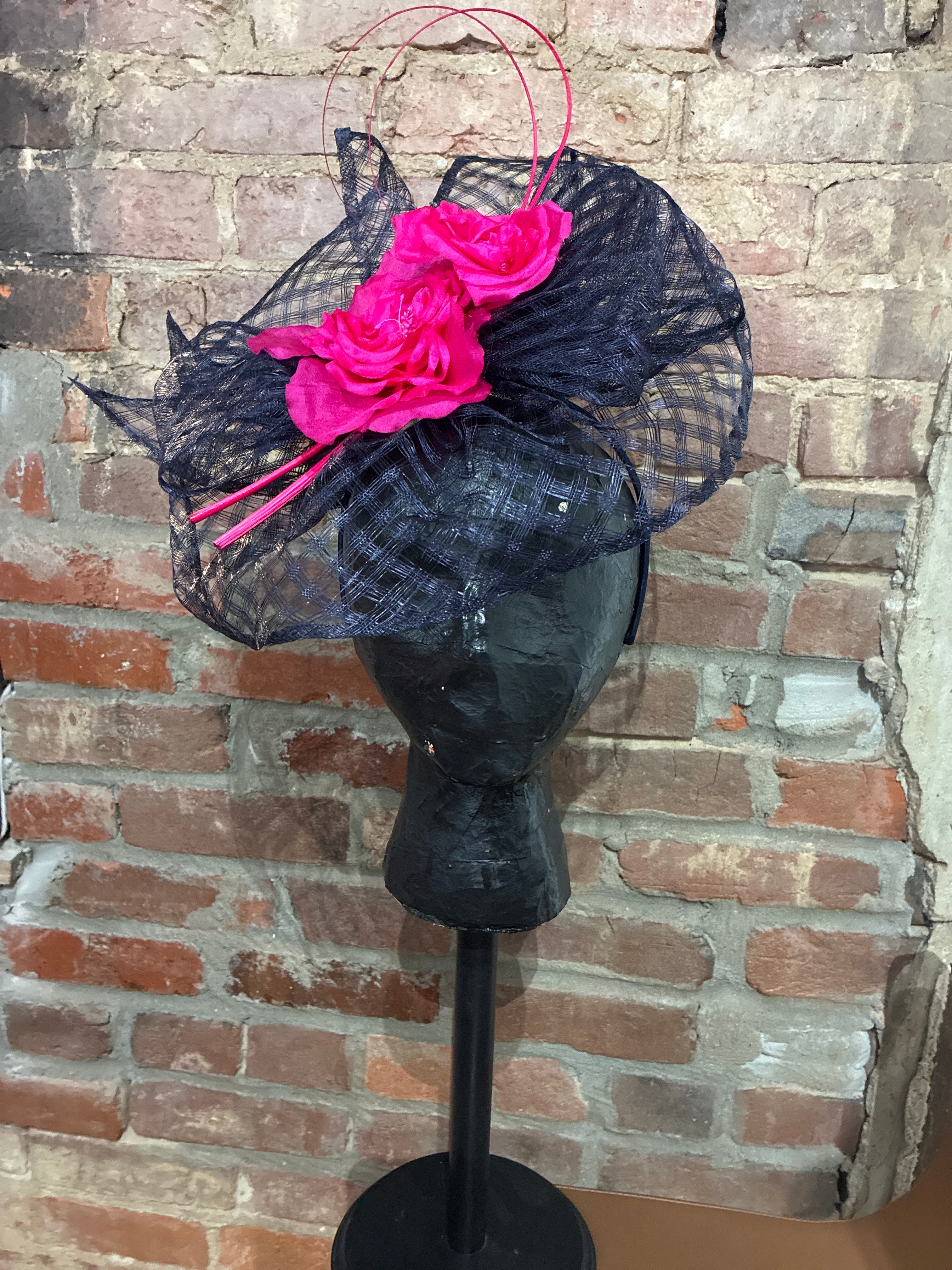 Giovanno Pink & Navy Fascinator