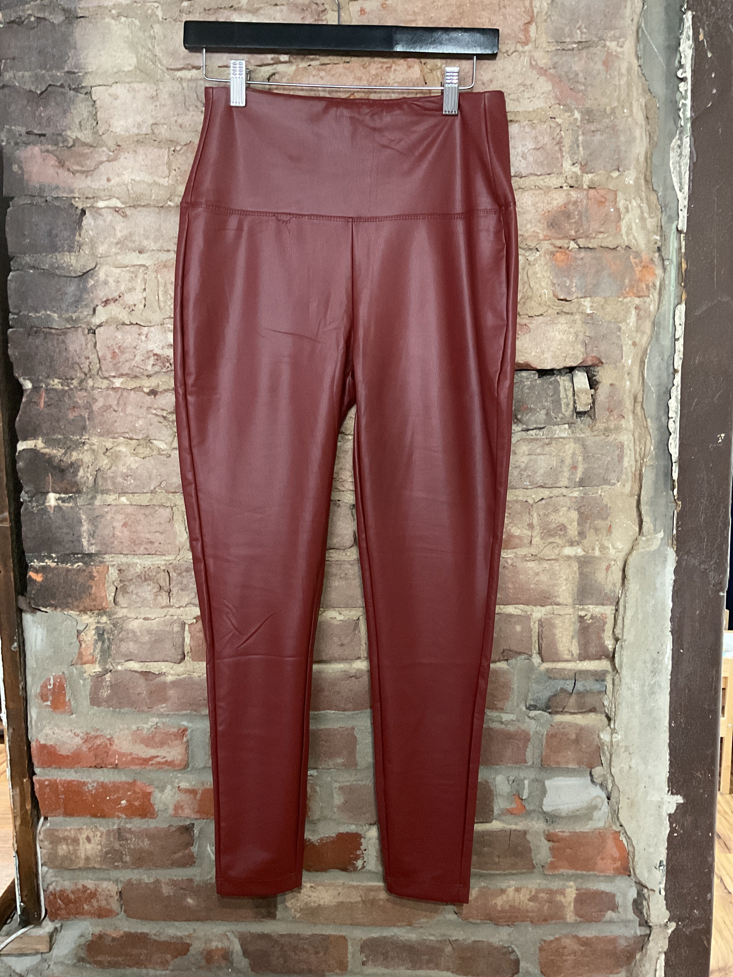 Maroon Leather Leggings