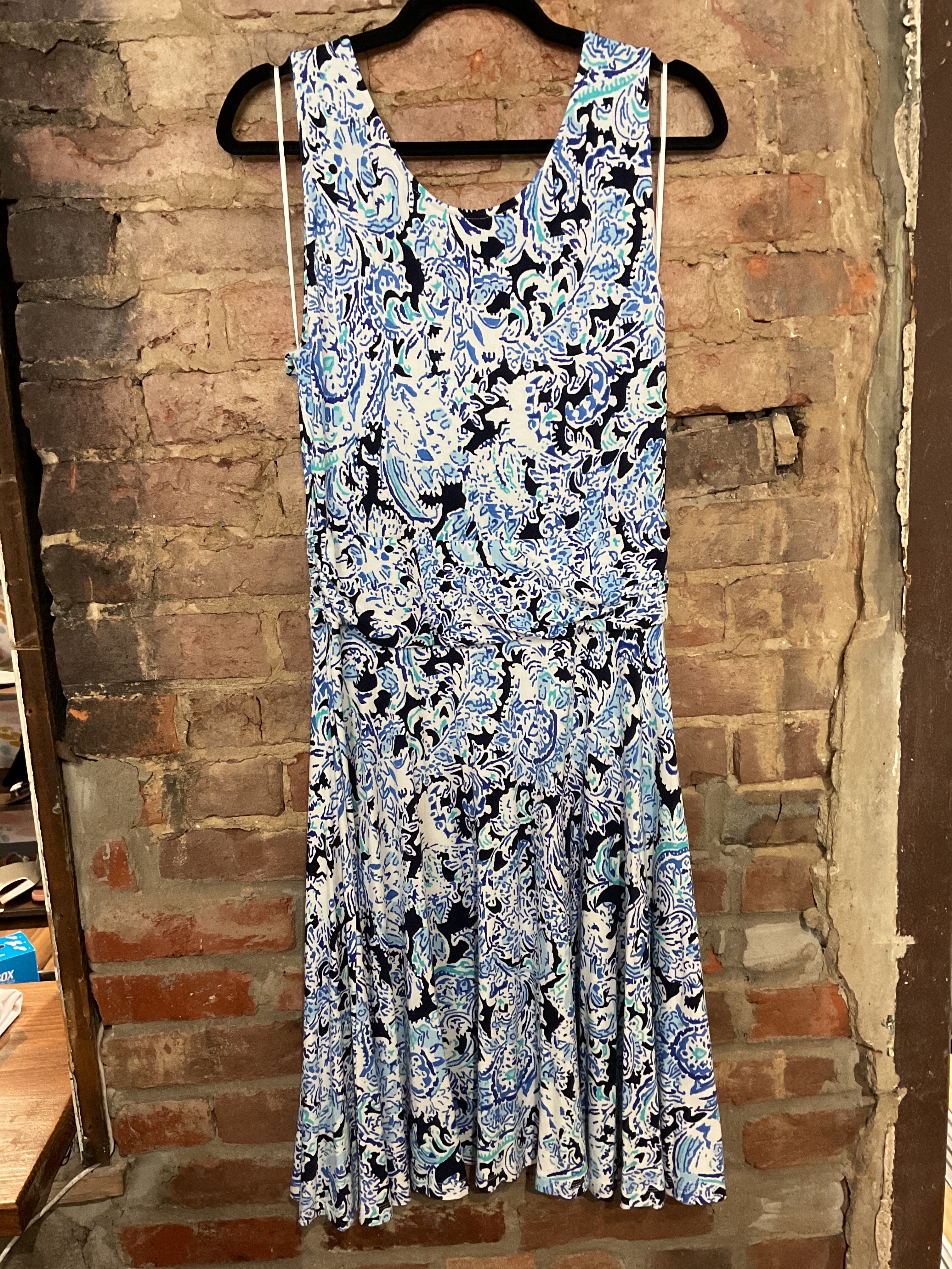 Cynthia Rowley Blue Paisley Tank Dress L