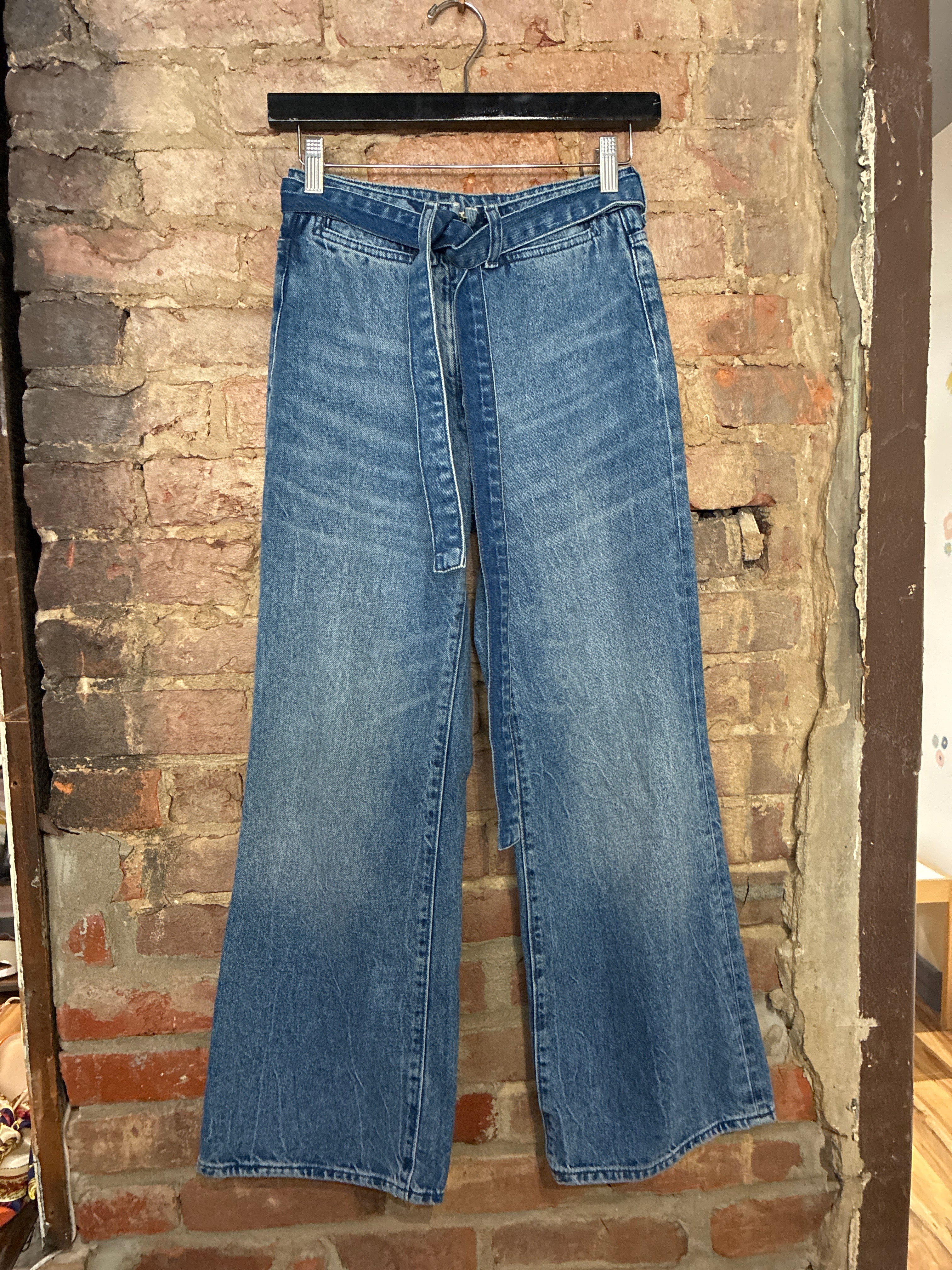&denim Wide Leg Jeans w/Denim Belt 24