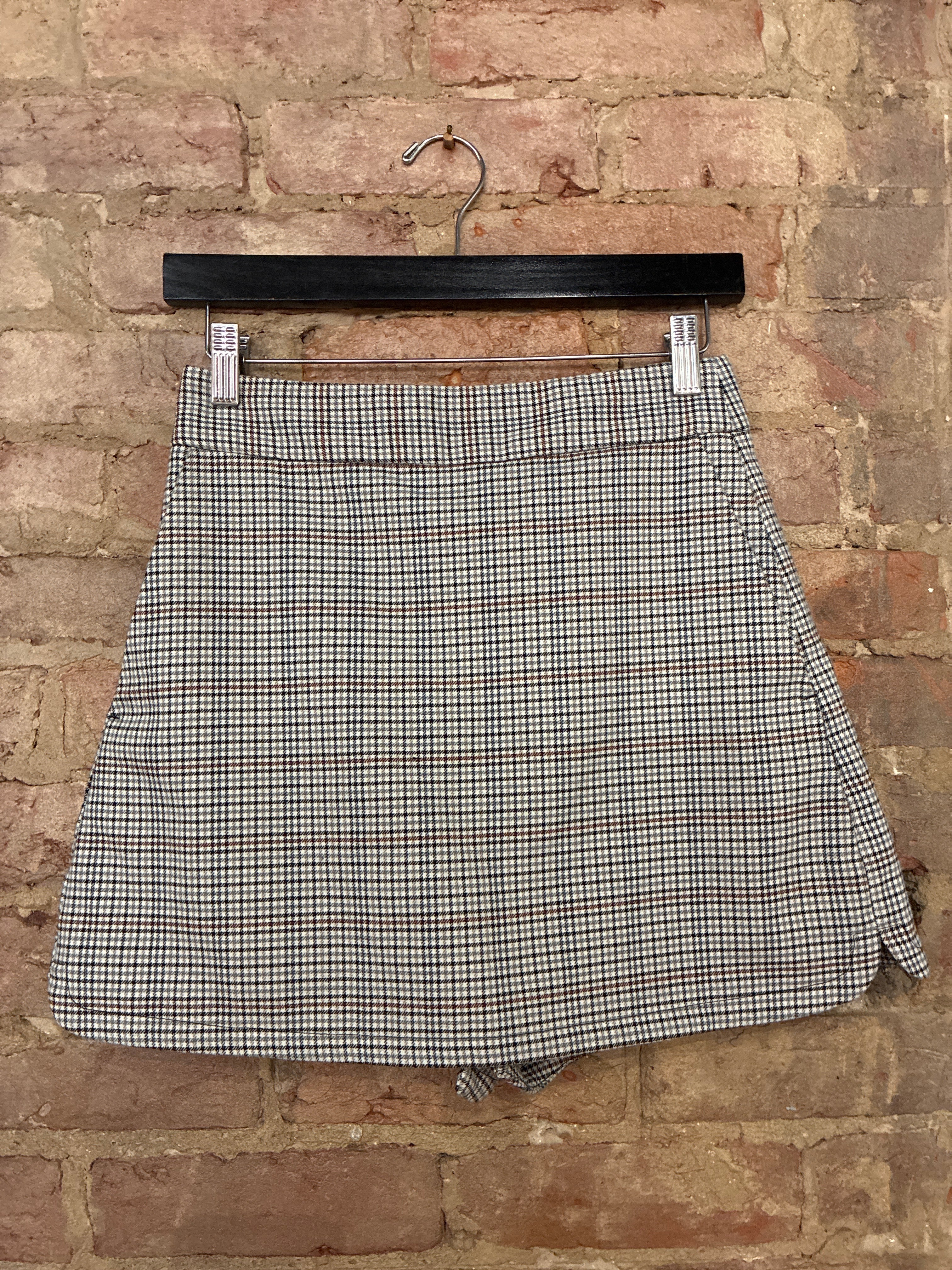 Zara Houndstooth Plaid Skort