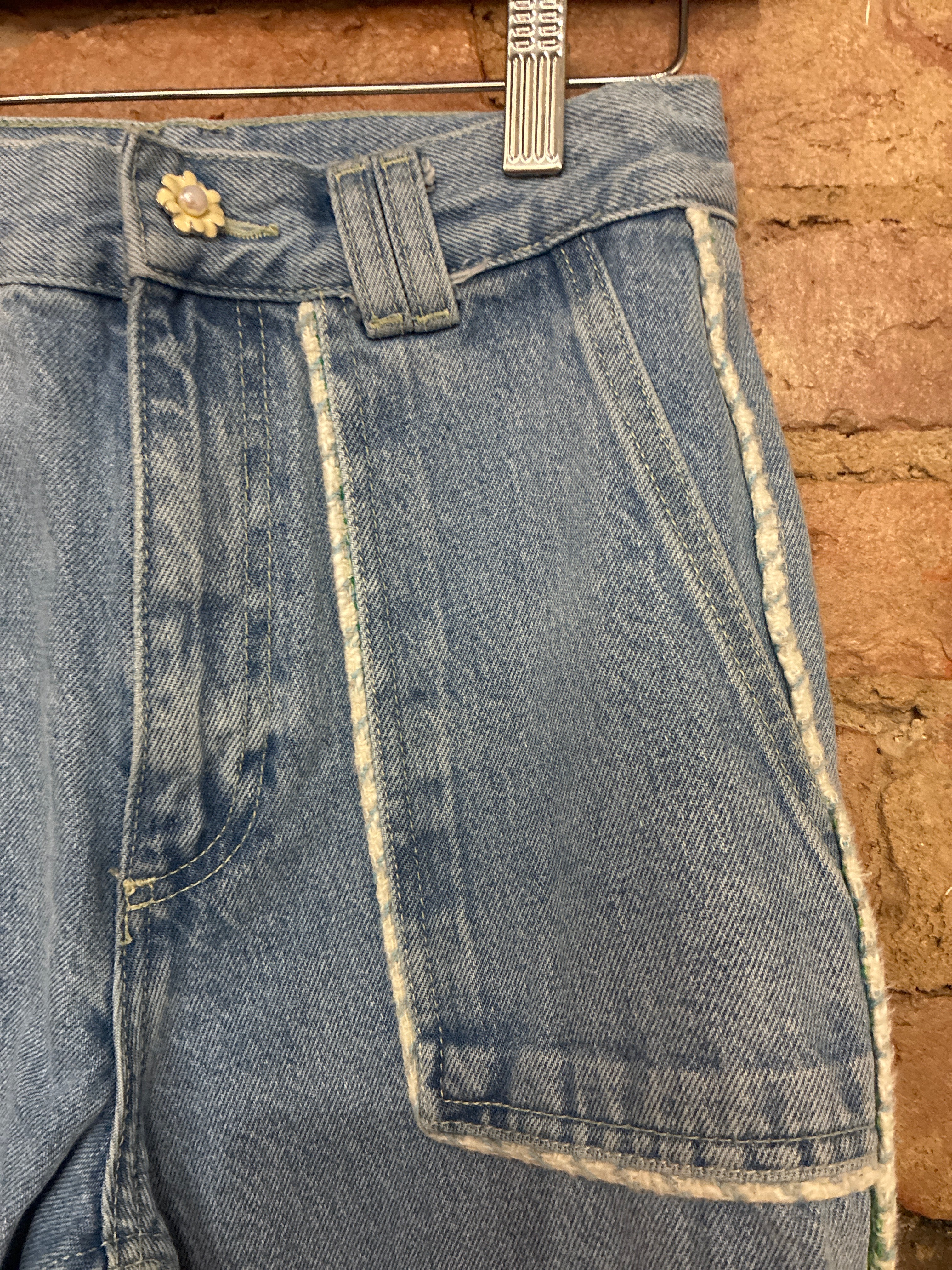 ZARA High Waisted Tweed Embrodered Jeans 24