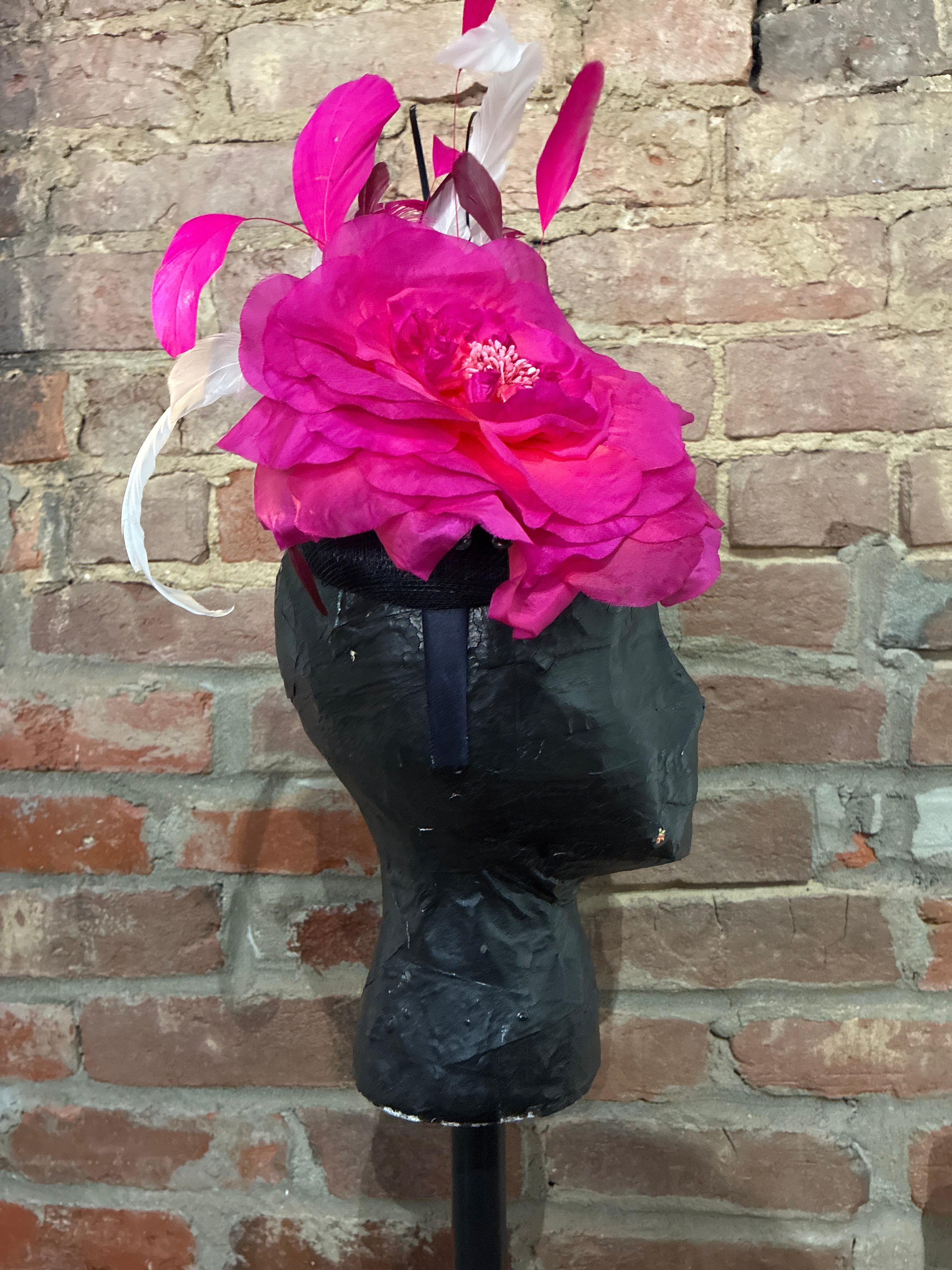 One of a Kind Fucshia and Navy Fascinator