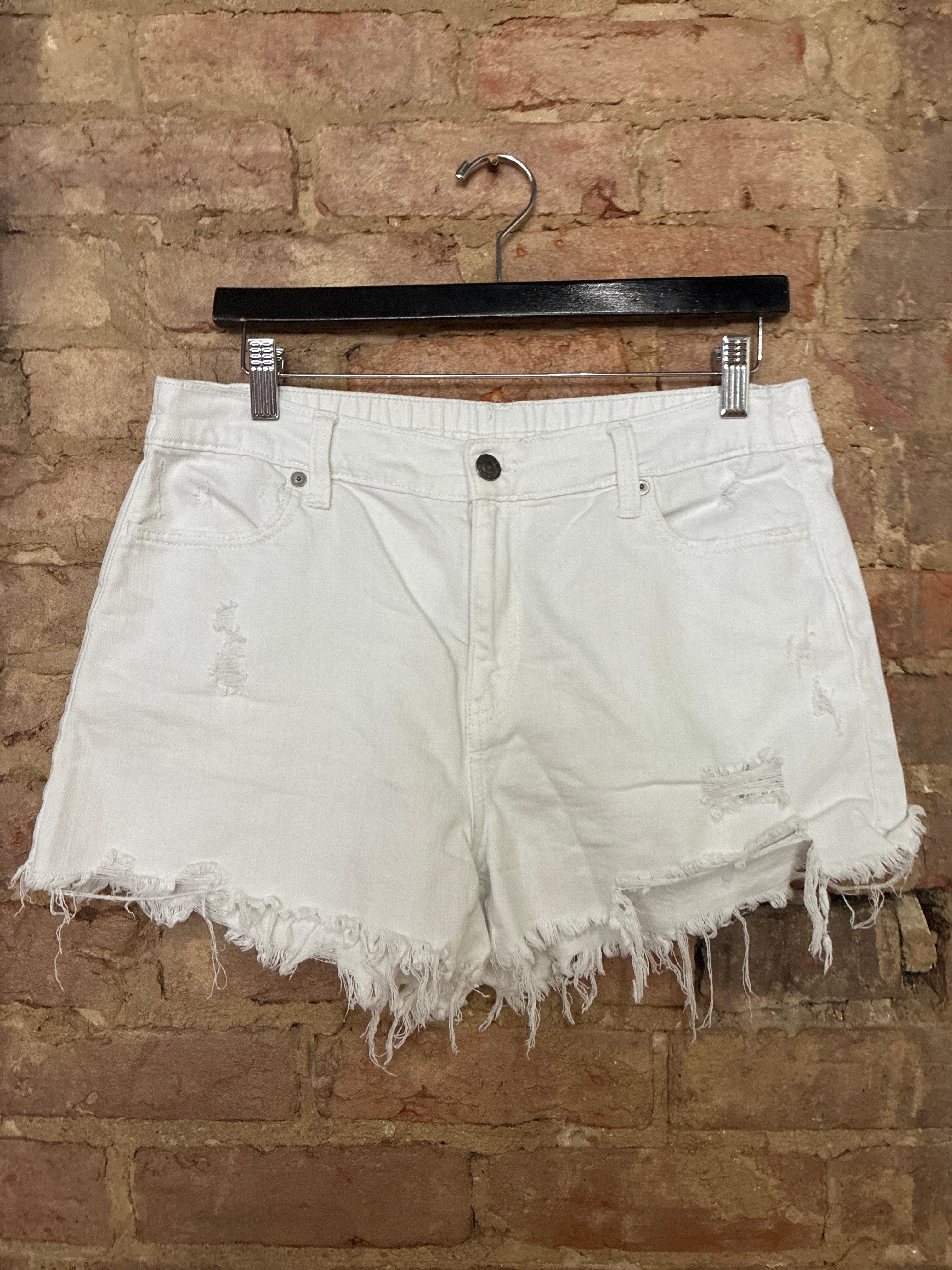 White Denim Distressed Shorts