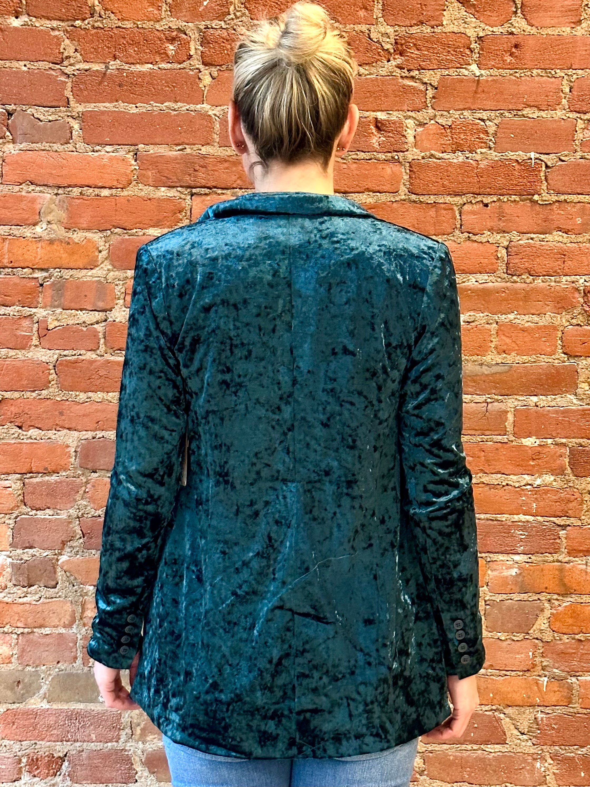 Turquoise Velvet Blazer