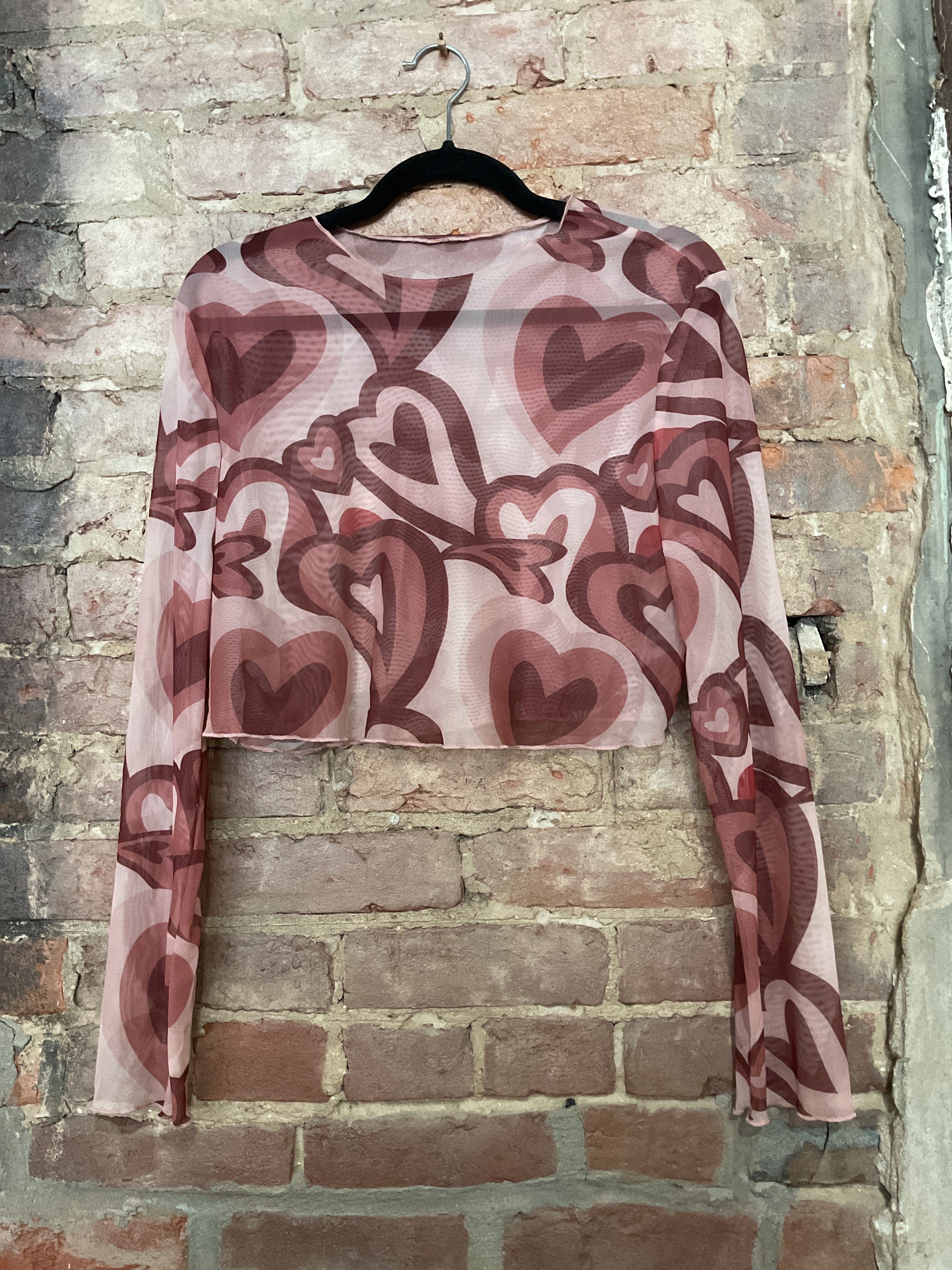 Heart Printed Mesh Shirt