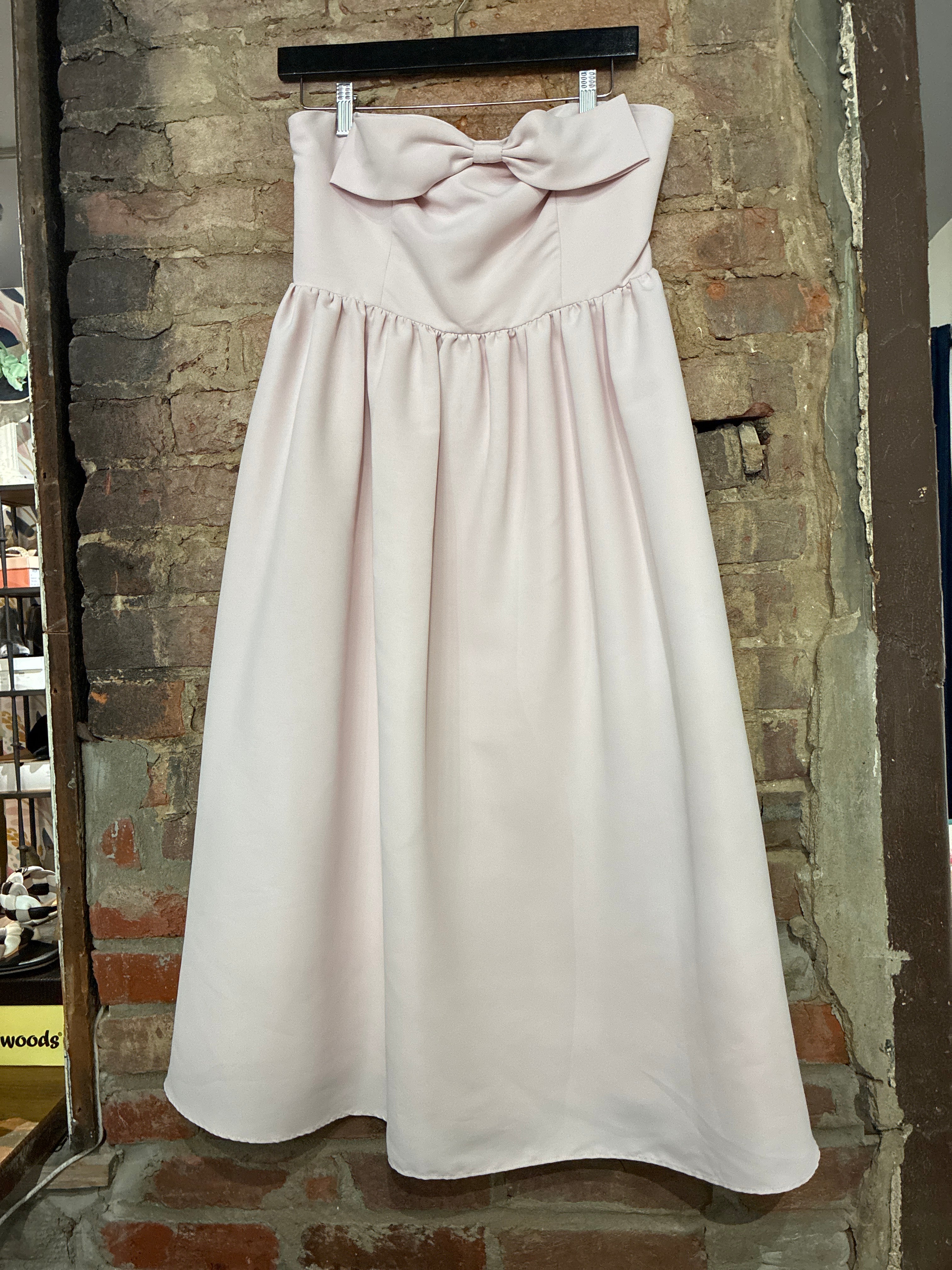 Strapless Bow Taffeta Midi Dress