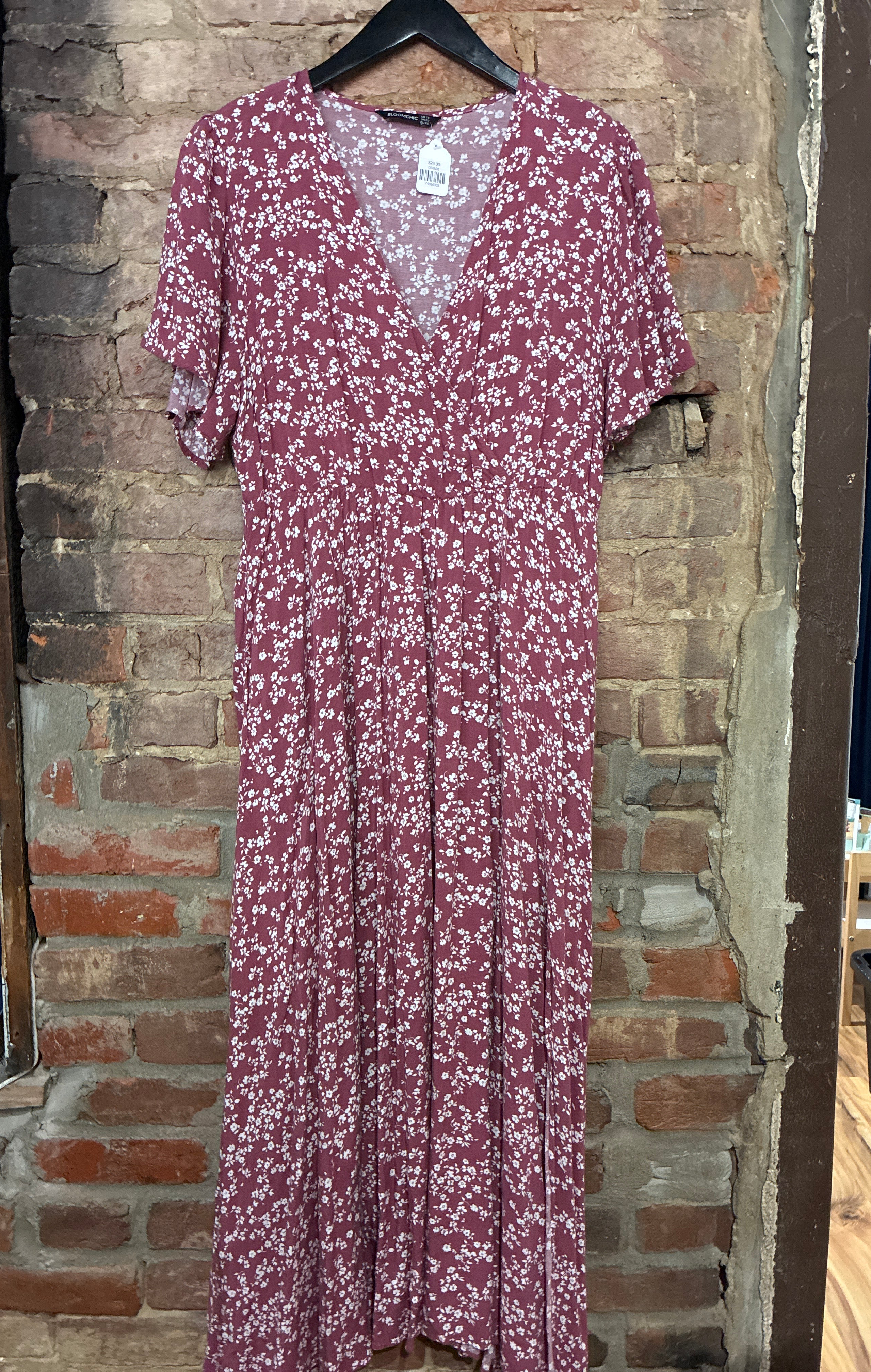 Rose Mauve Floral Midi Dress - 18/20
