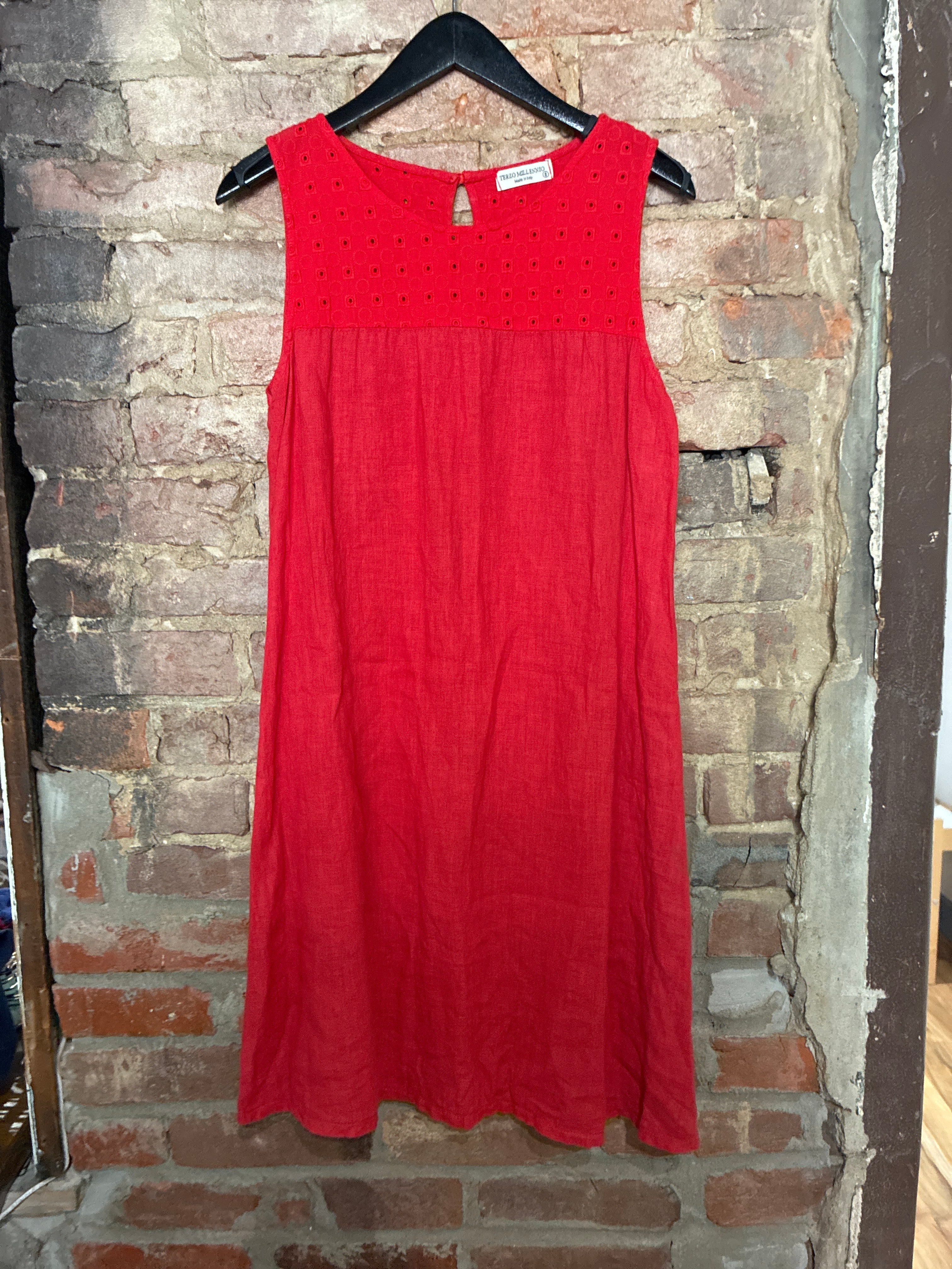 Terezo Millennio Red Linen Shift Dress S