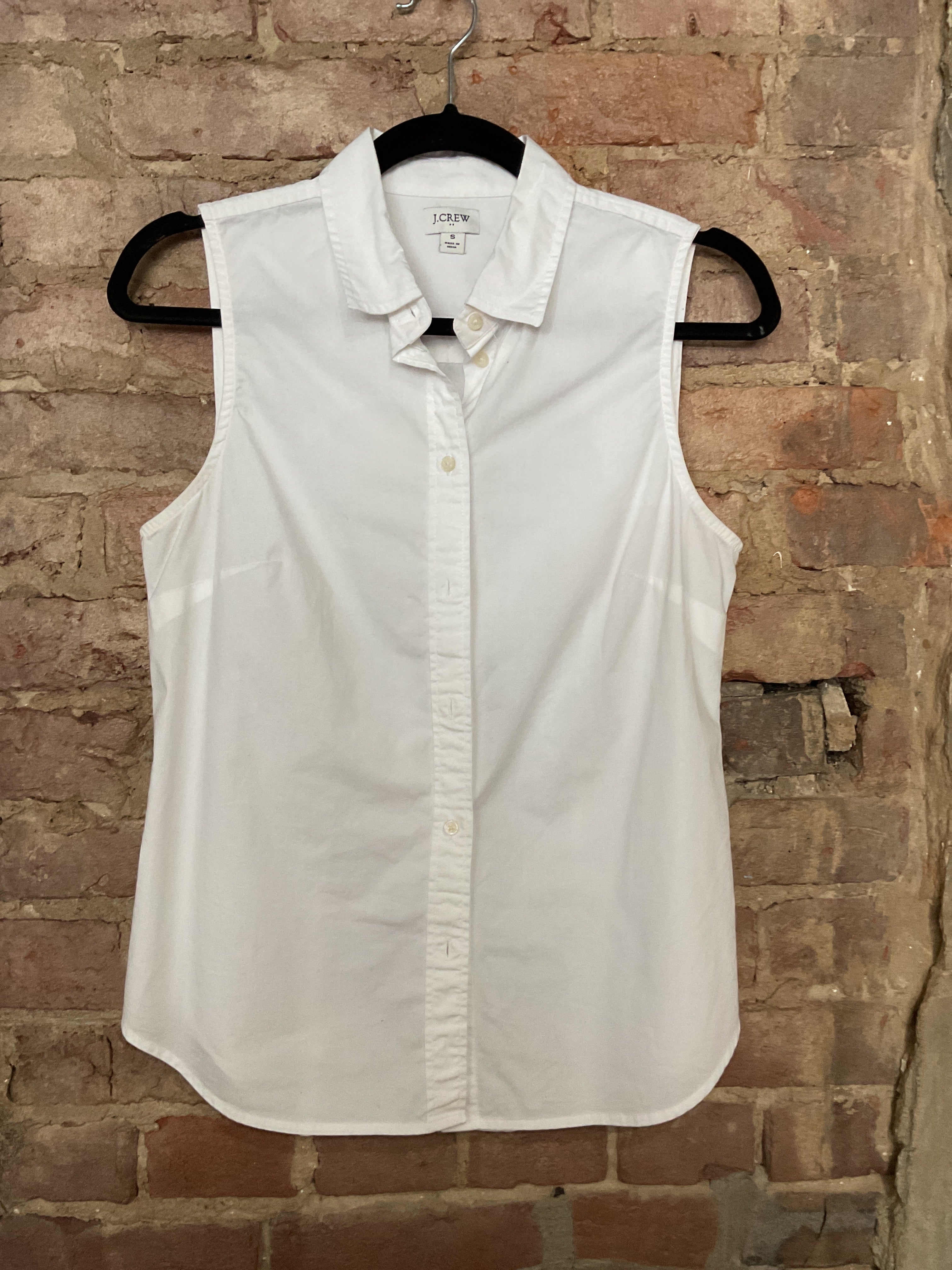 J Crew Sleeveless Poplin White Button Up - S
