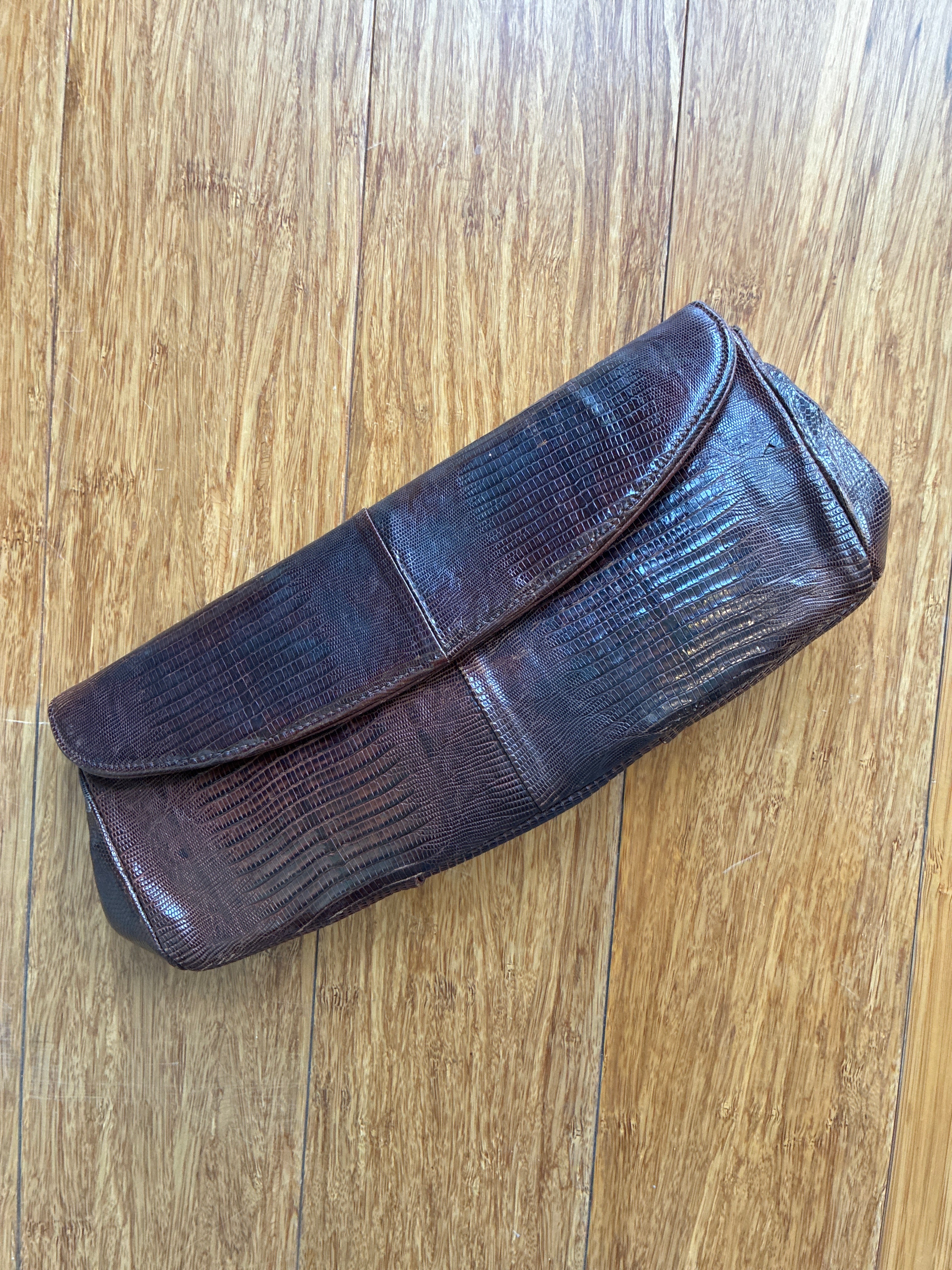 Vintage Brown Snakeskin Leather Clutch