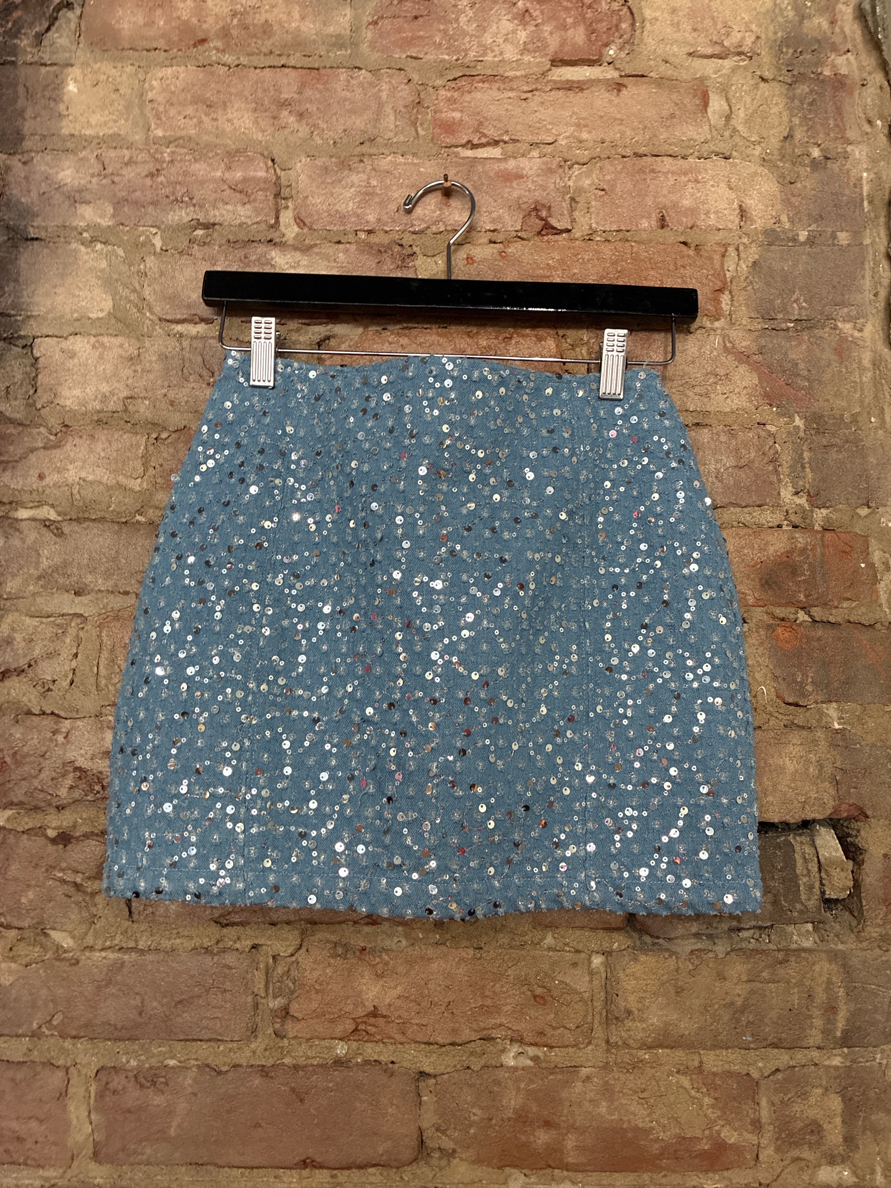 Wanderdoll Denim Sequin Skirt