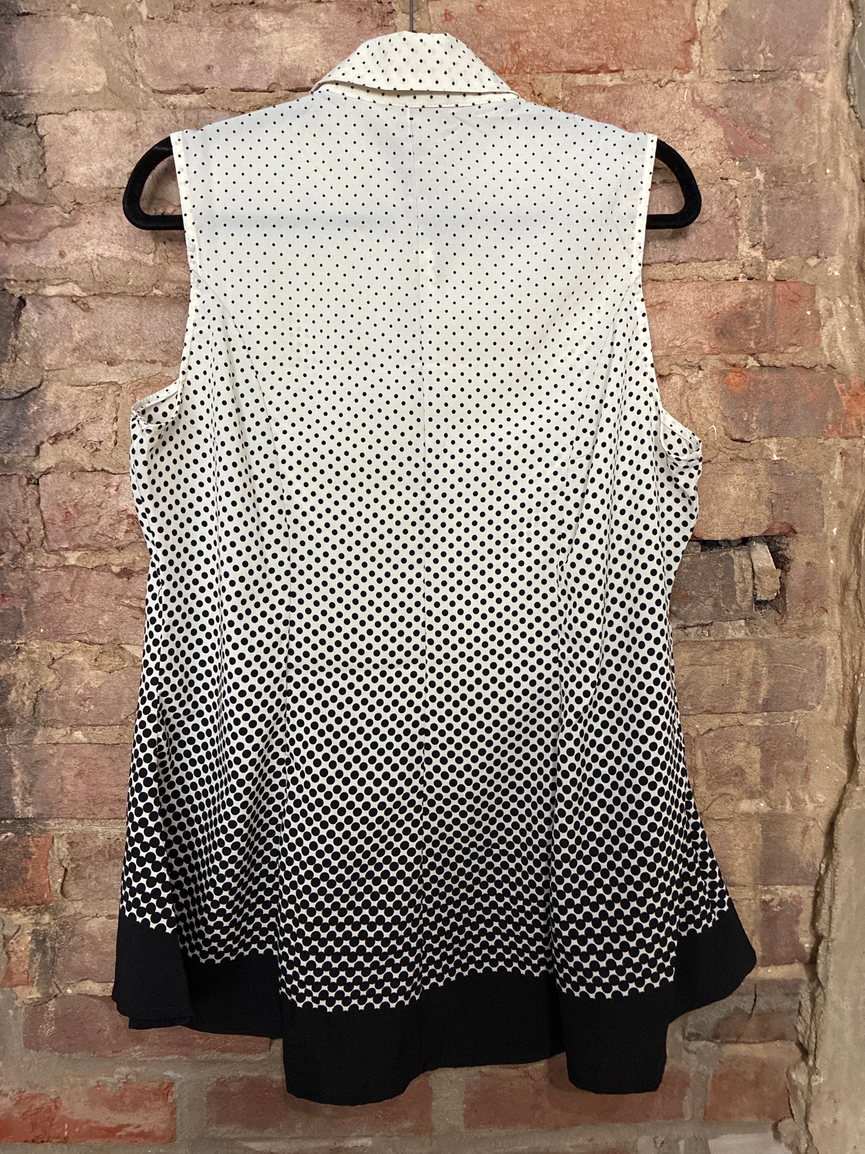Polka Dot Fit & Flare Button Up Tank L
