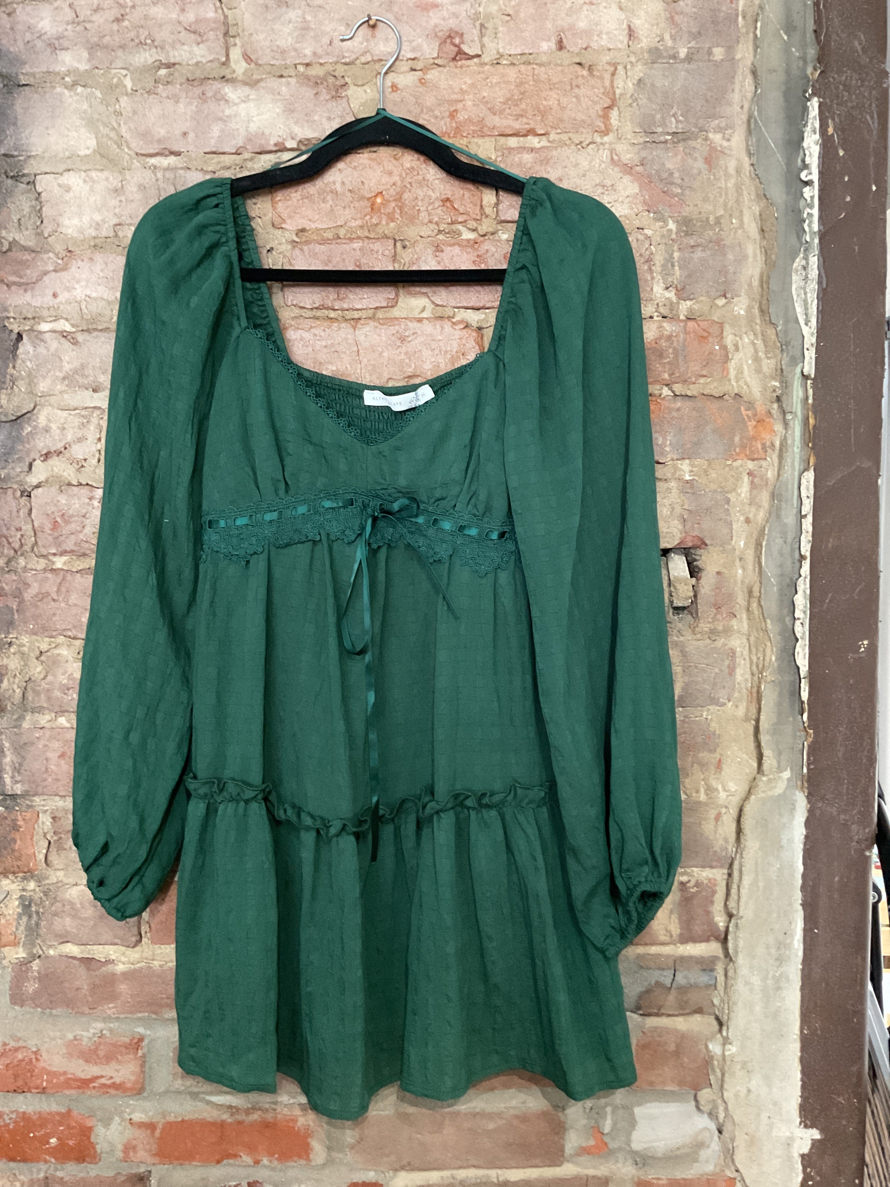 NWT Dark Green Prairie Sundress - M
