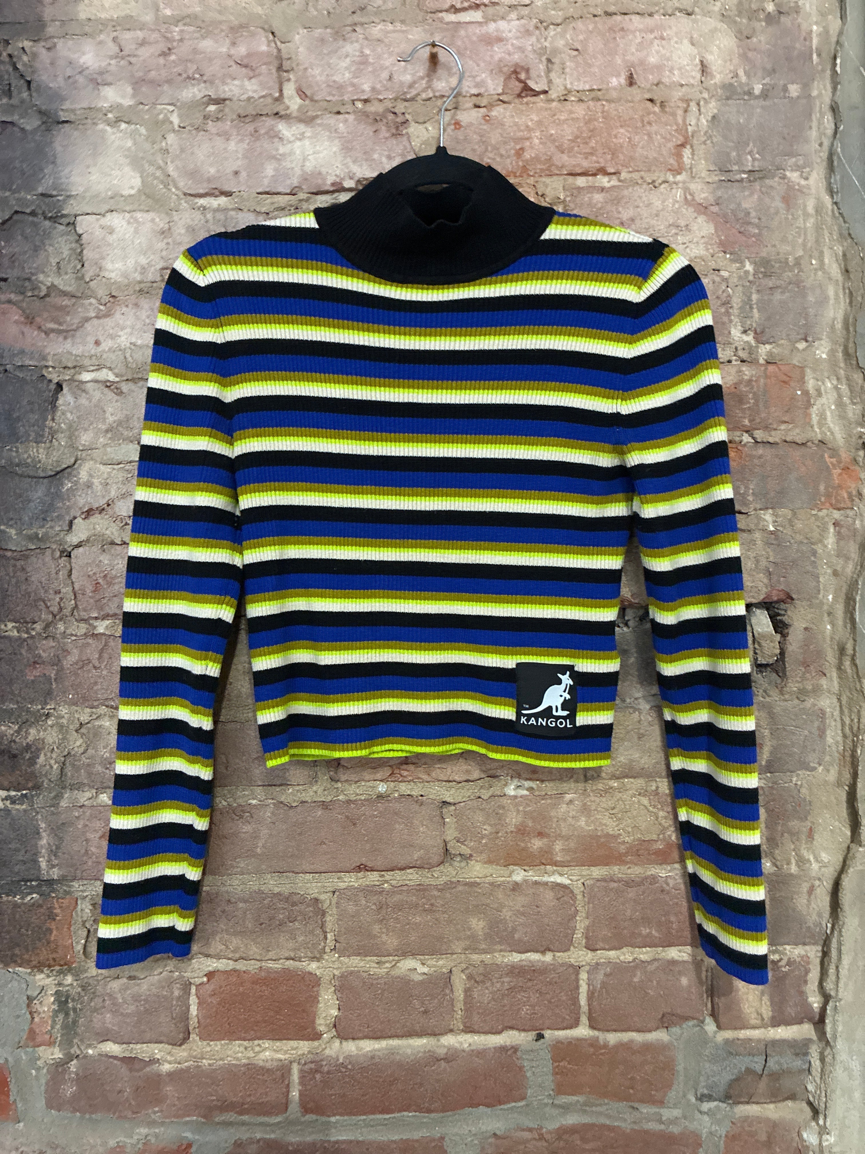 Kangol Striped Cropped Turtleneck M