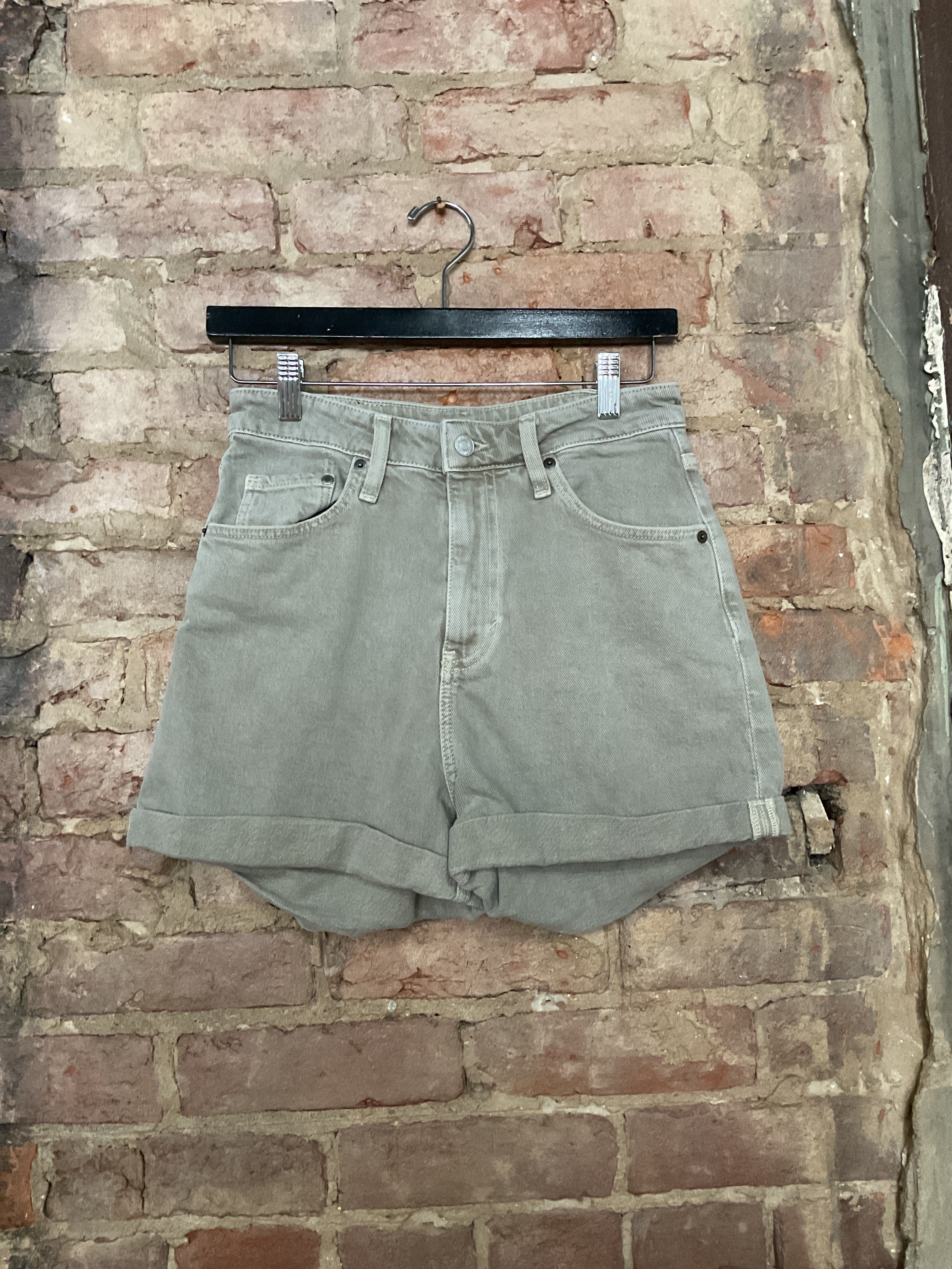 Greige Denim Shorts - 4