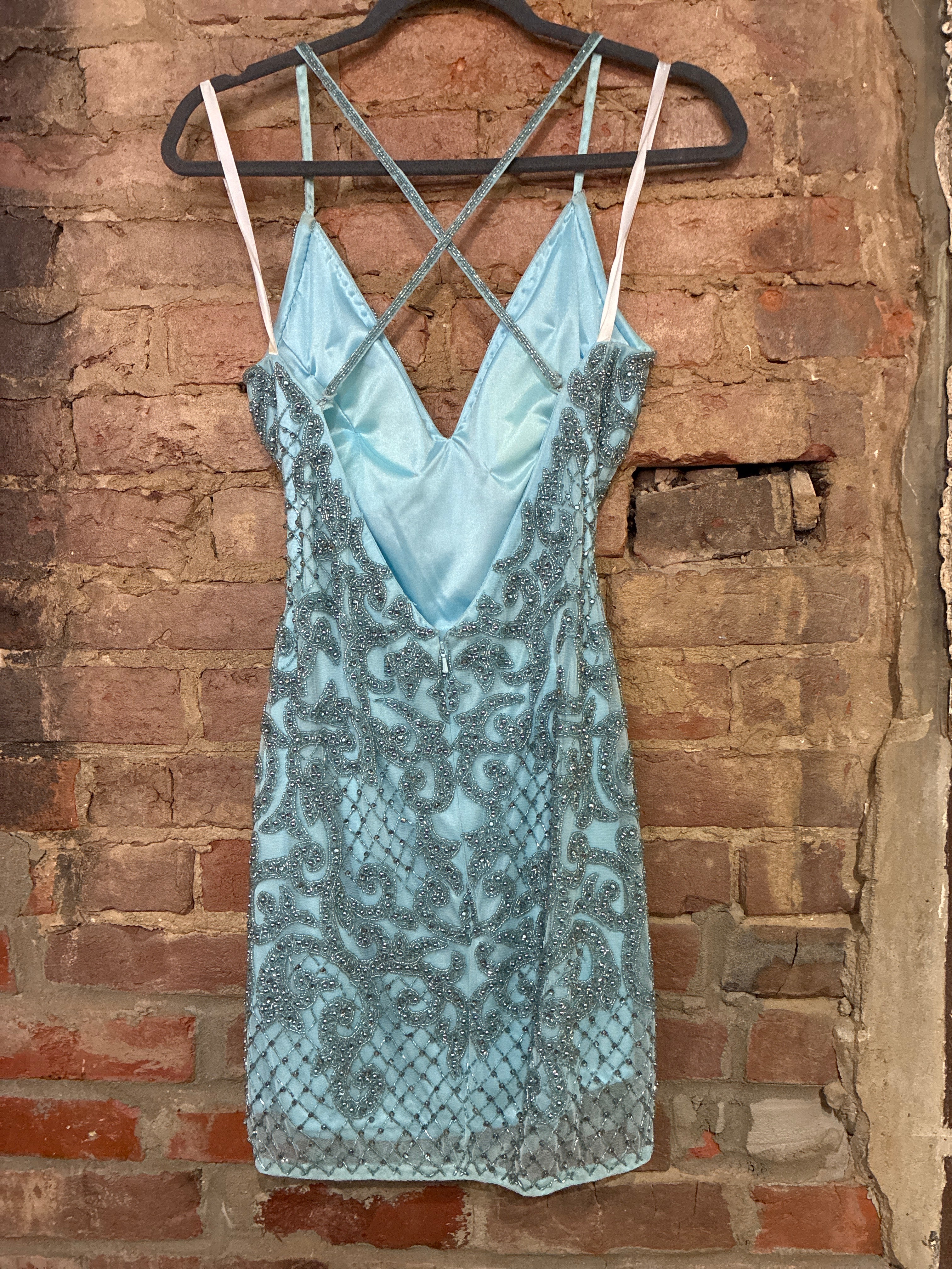 Primavera Turquoise Beaded Formal Dress