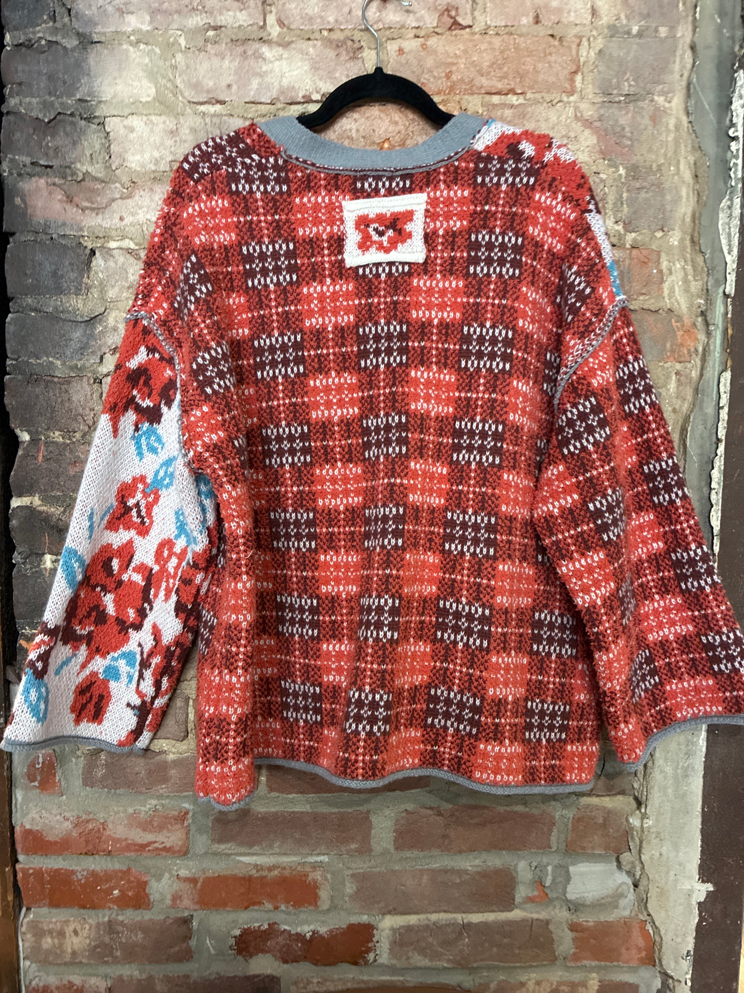 POL Orange and White Plaid Jacket S