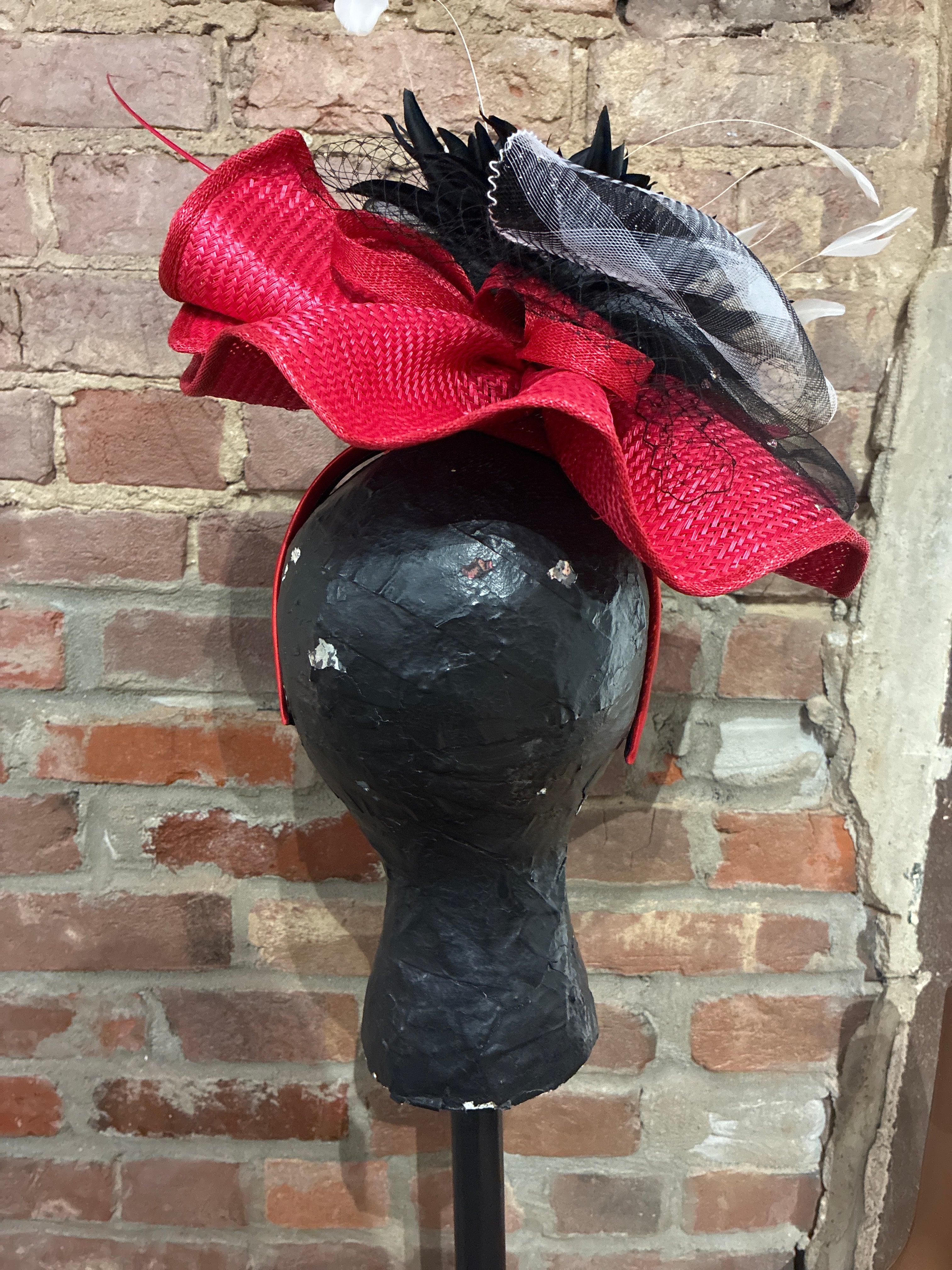 Custom DEE's Red and Black Fascinator