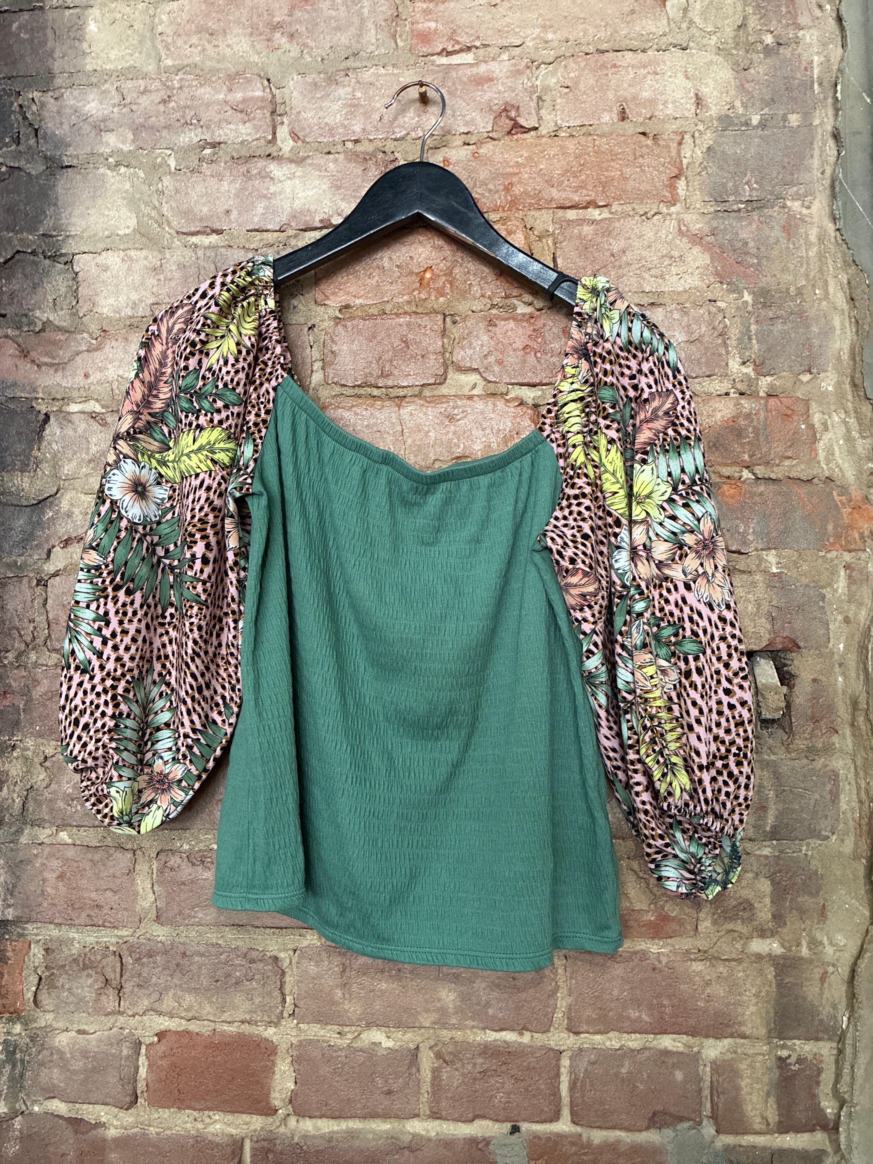 Who What Wear Safari Puff Sleeve Top - S