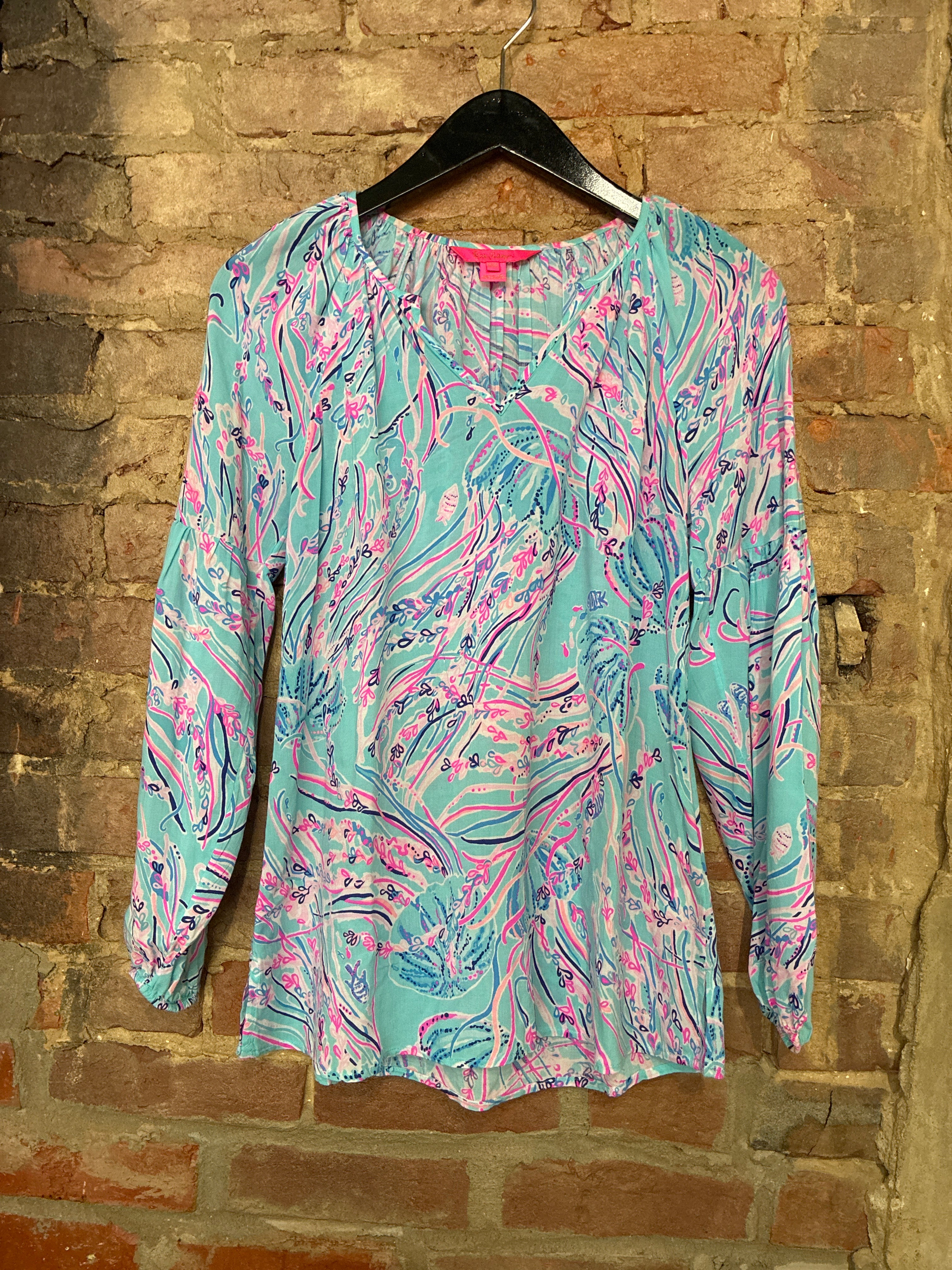 Lilly Pulitzer Winsley Top in Bayside Blue Under the Moon - XXS