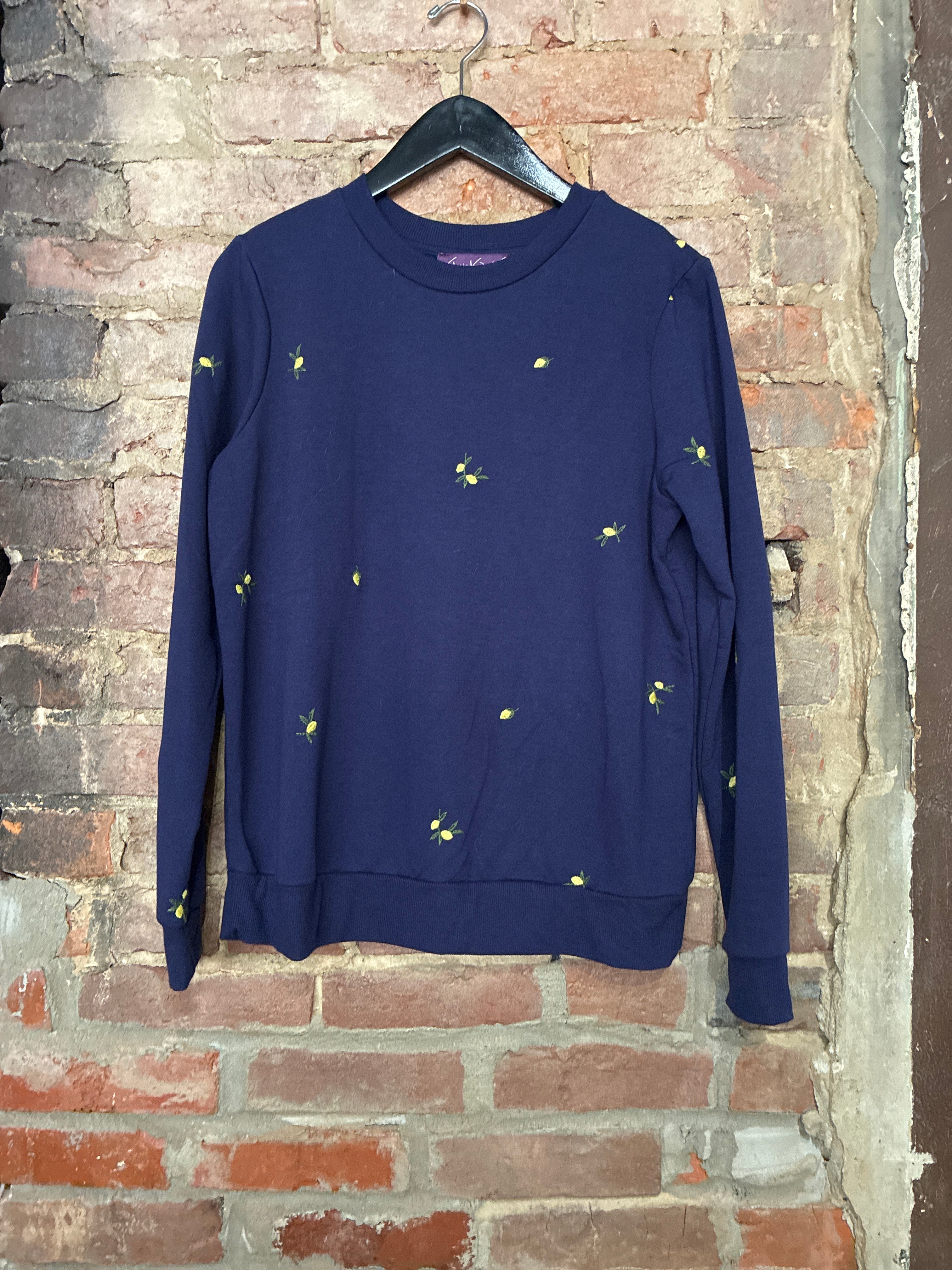 Navy Floral Sweatshirt - S