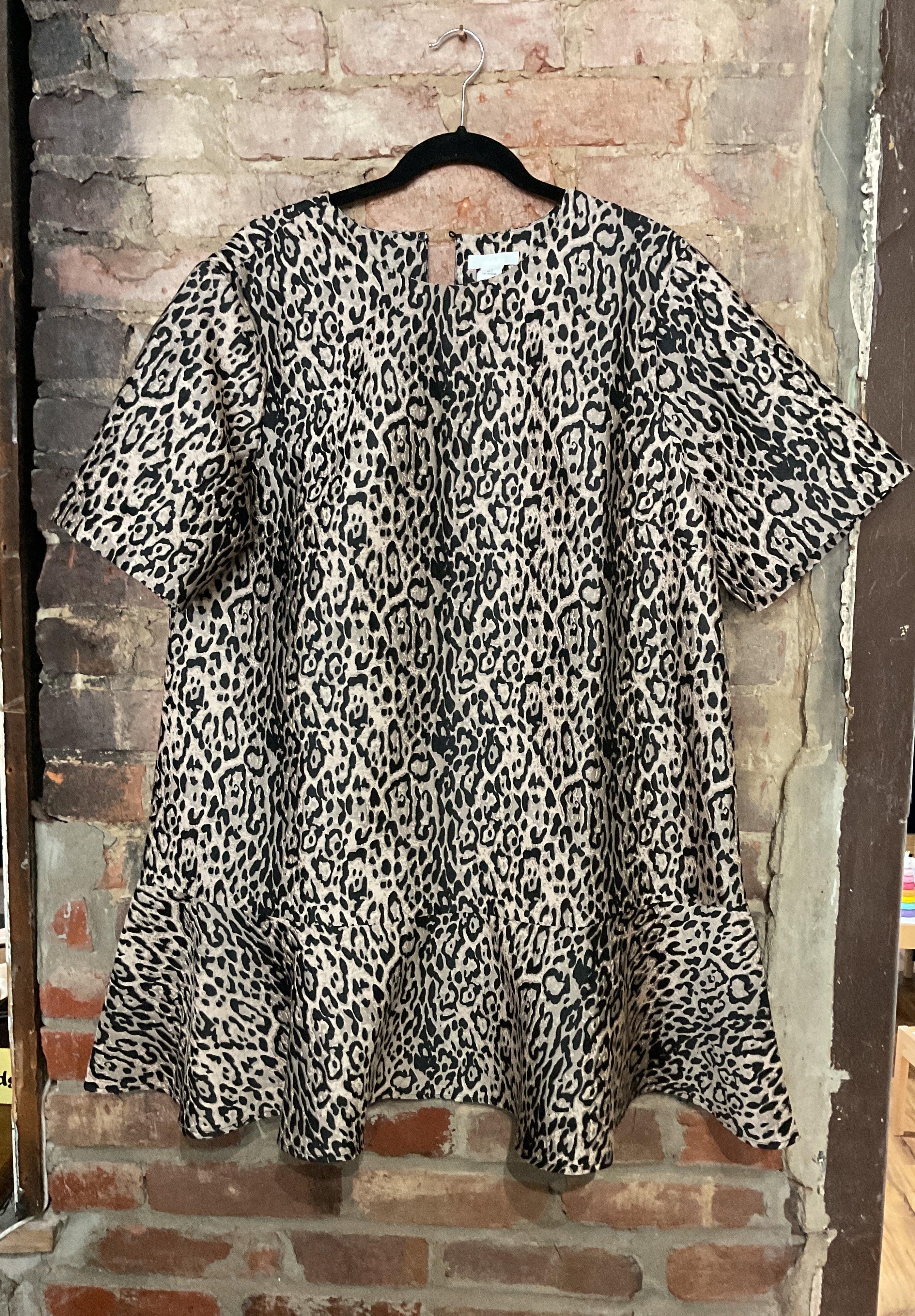 Leopard Bubble Sleeve Mini Dress - L