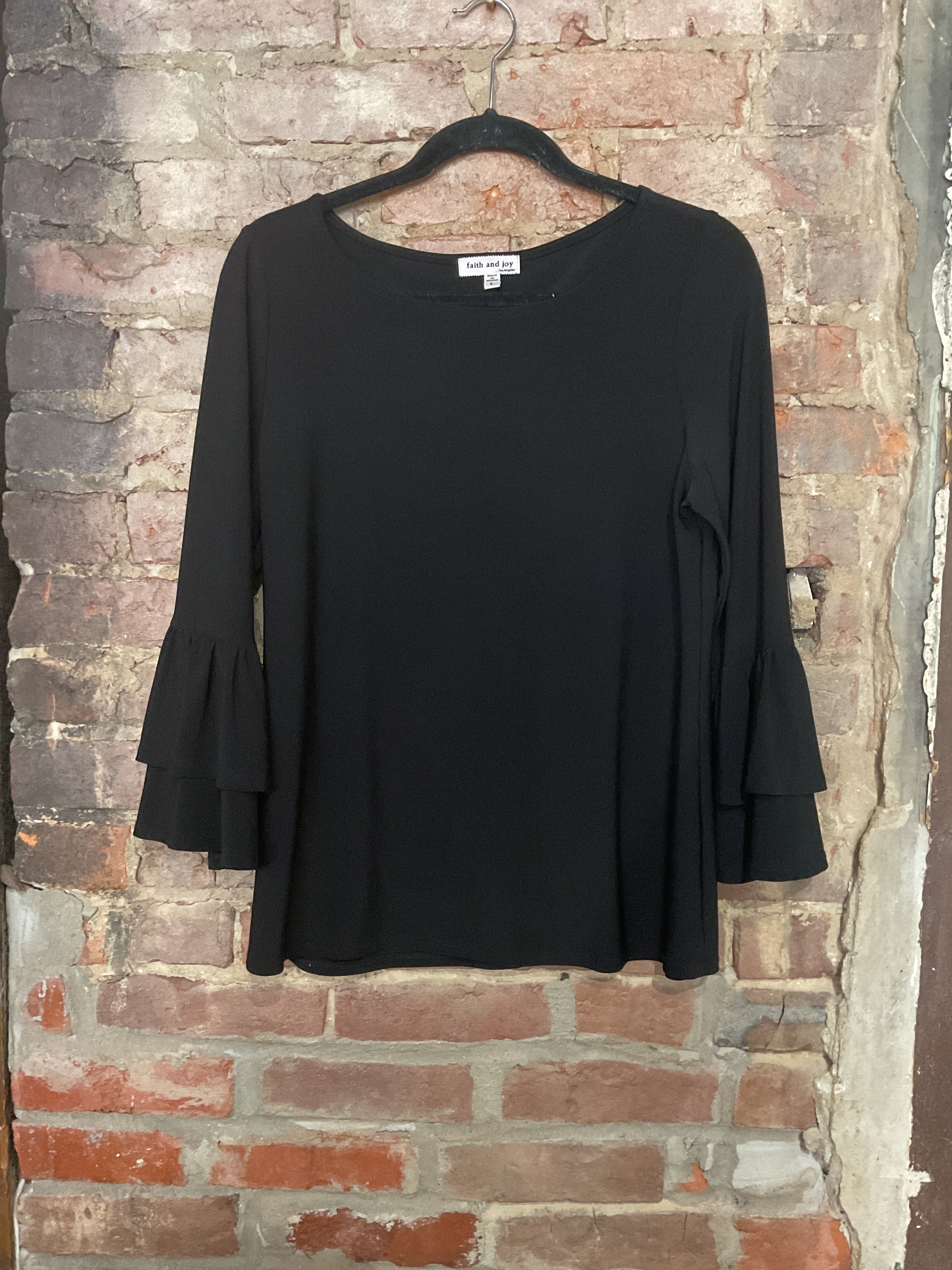 Black Bell Sleeve Blouse