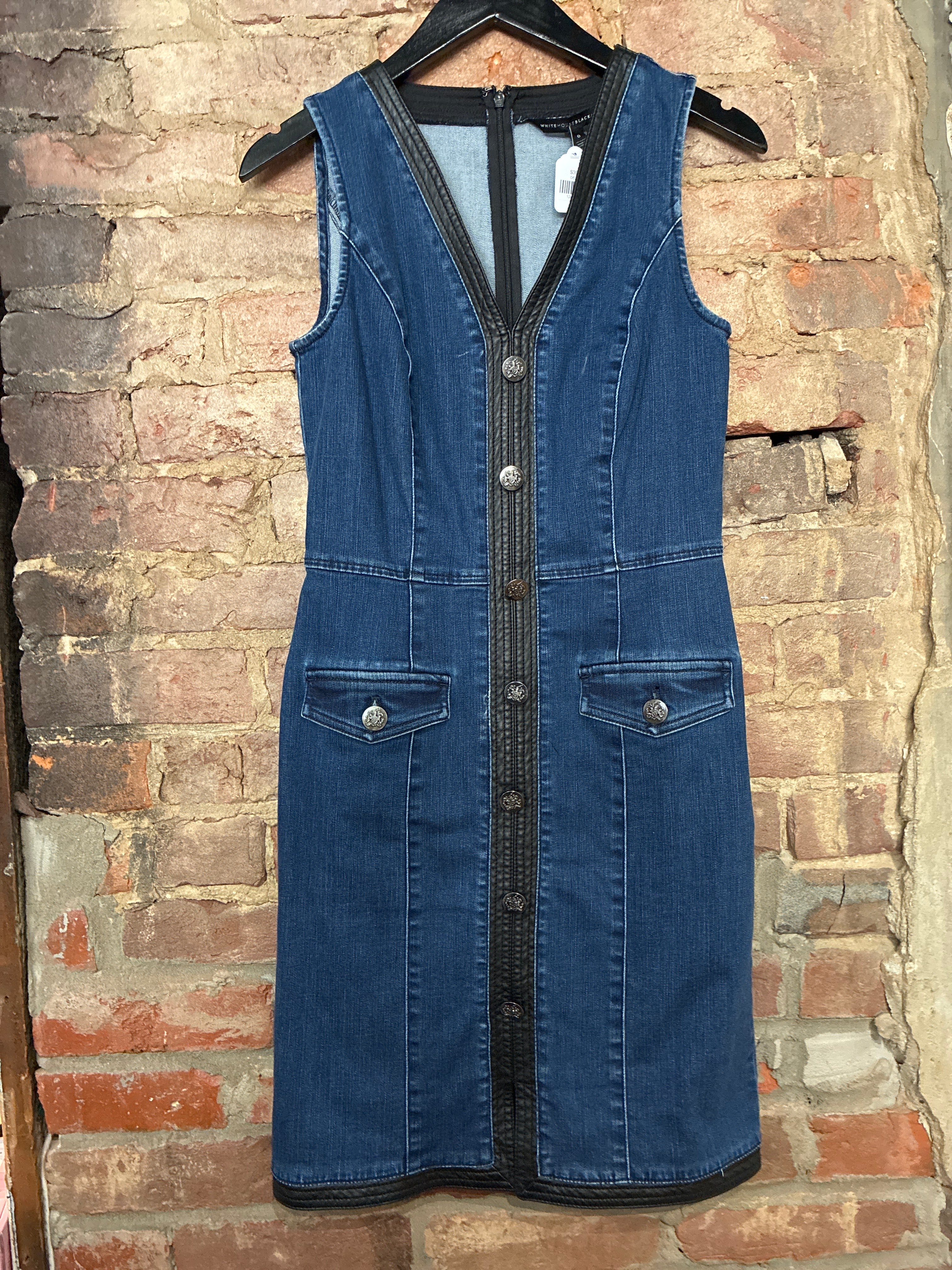 WHBM Denim & Leather Trim Dress - 0