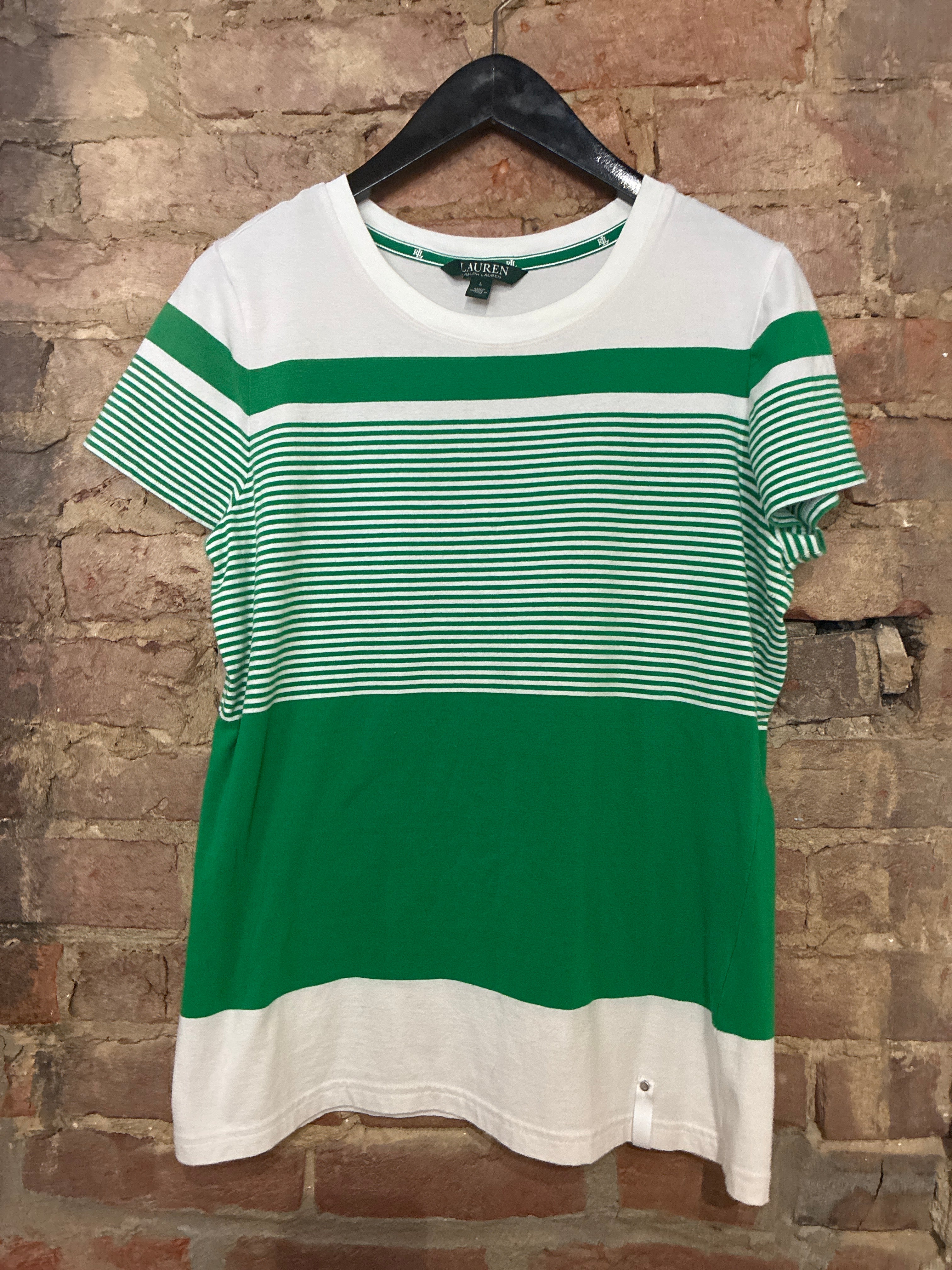 Ralph Lauren Green Striped Shirt L