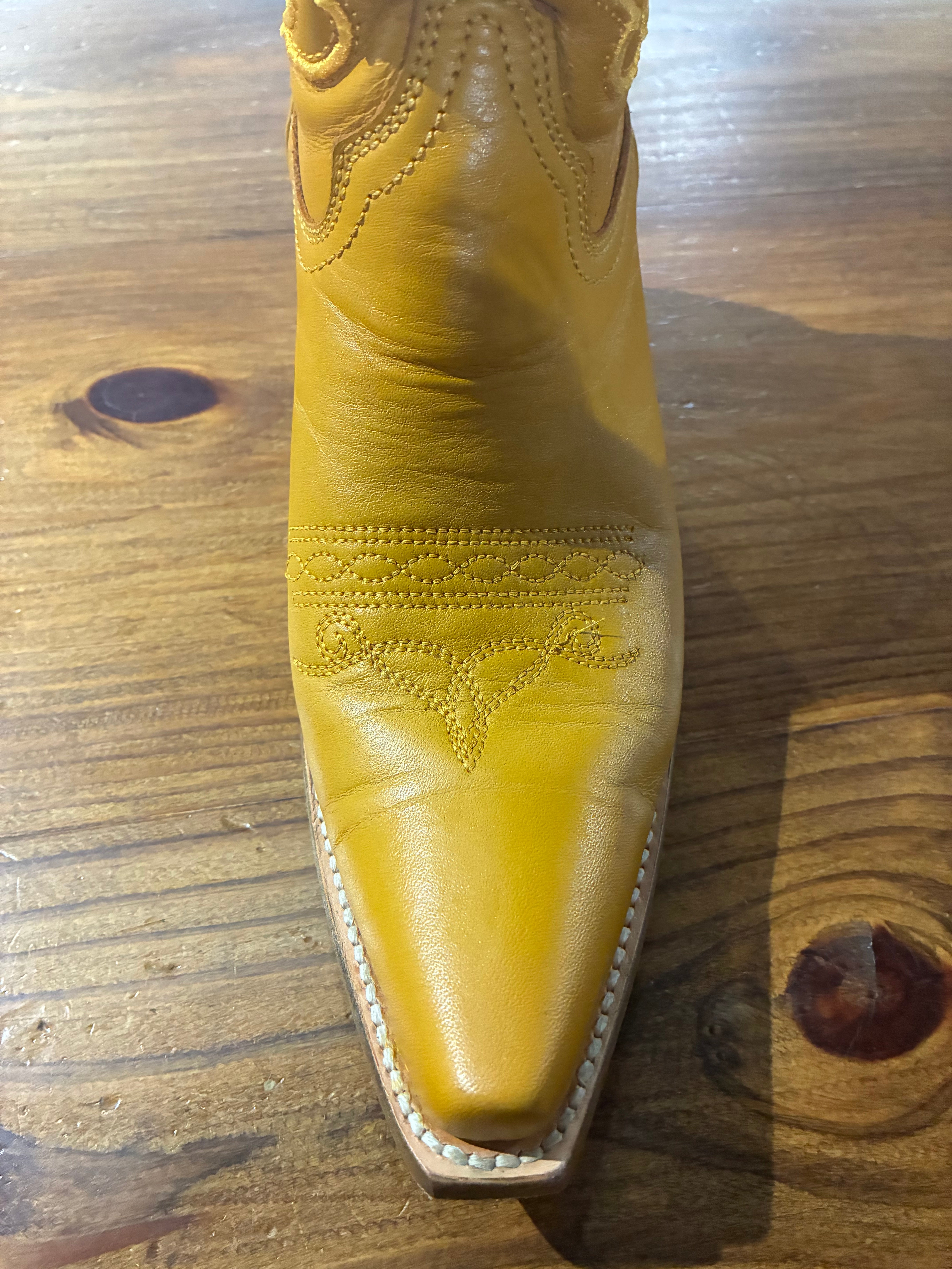 CORAL Mustard Embroidered Ankle Boot