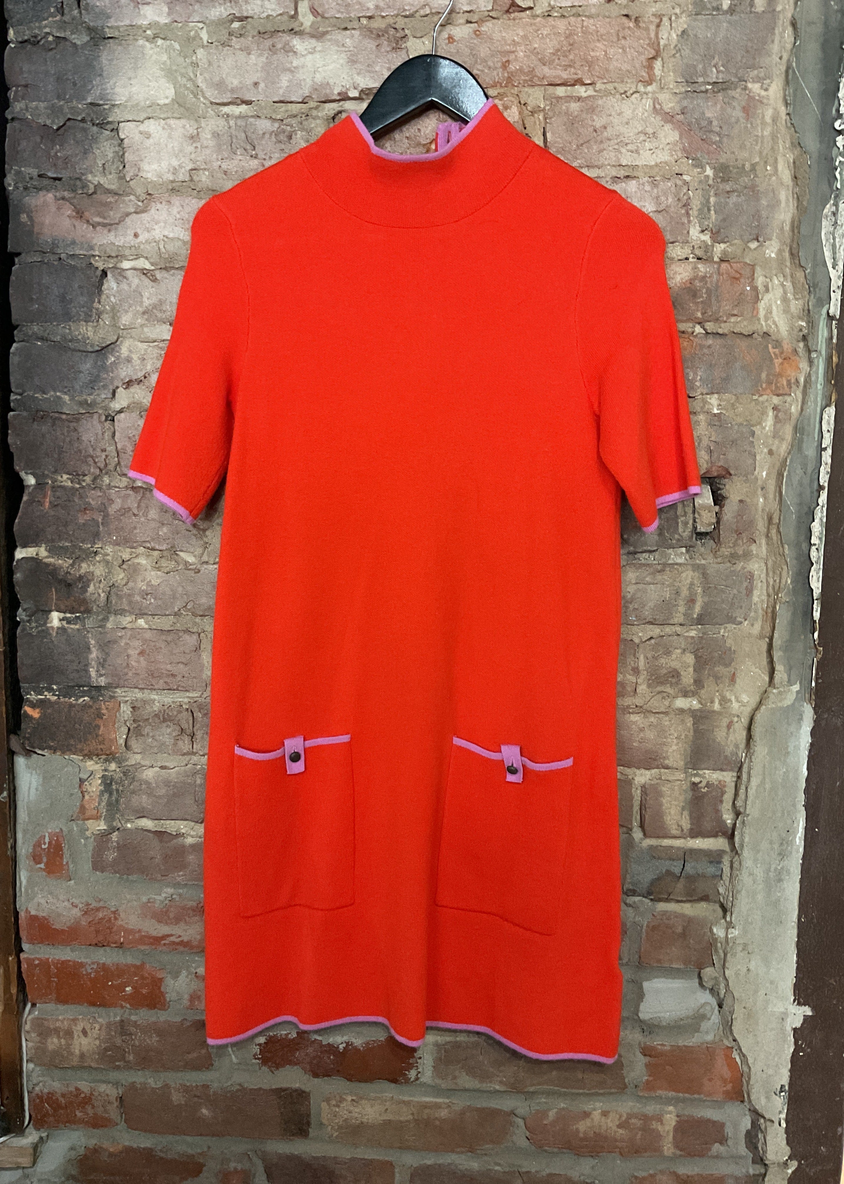 Maeve Mock Neck Orange Sweater Dress - XS