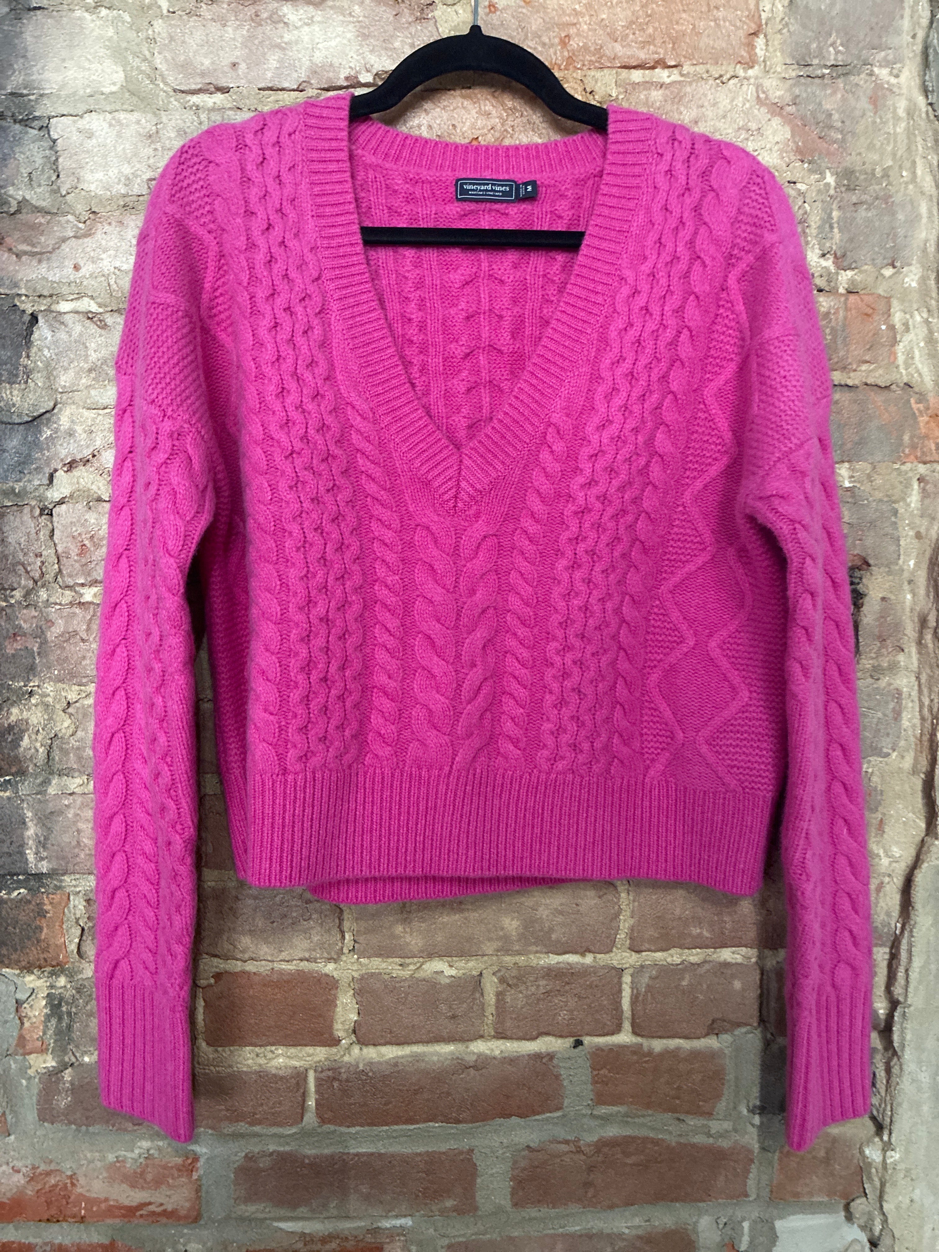 Vineyard Vines Magenta Cable Knit Sweater M