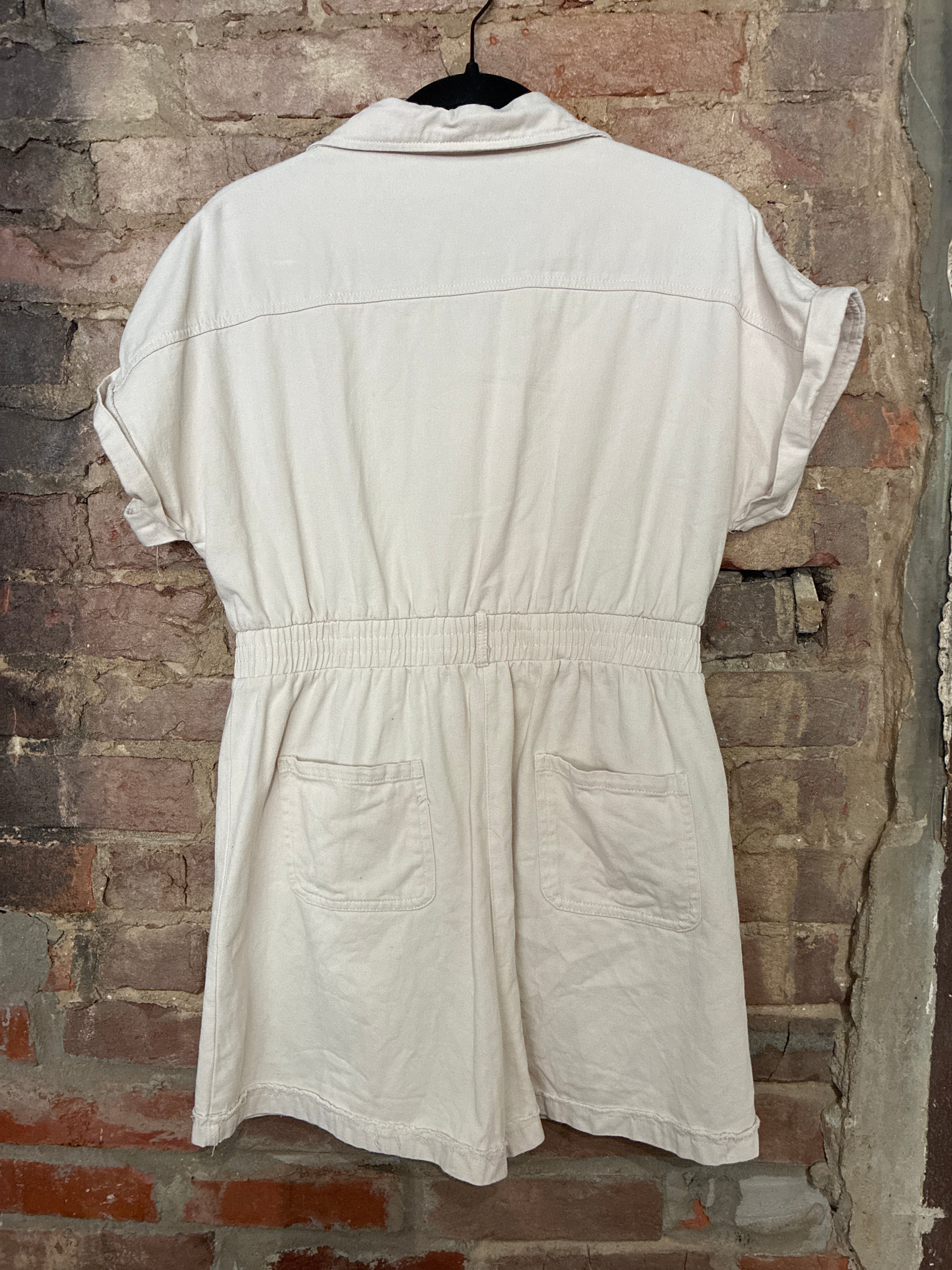 Denim Cream Button Up Romper S