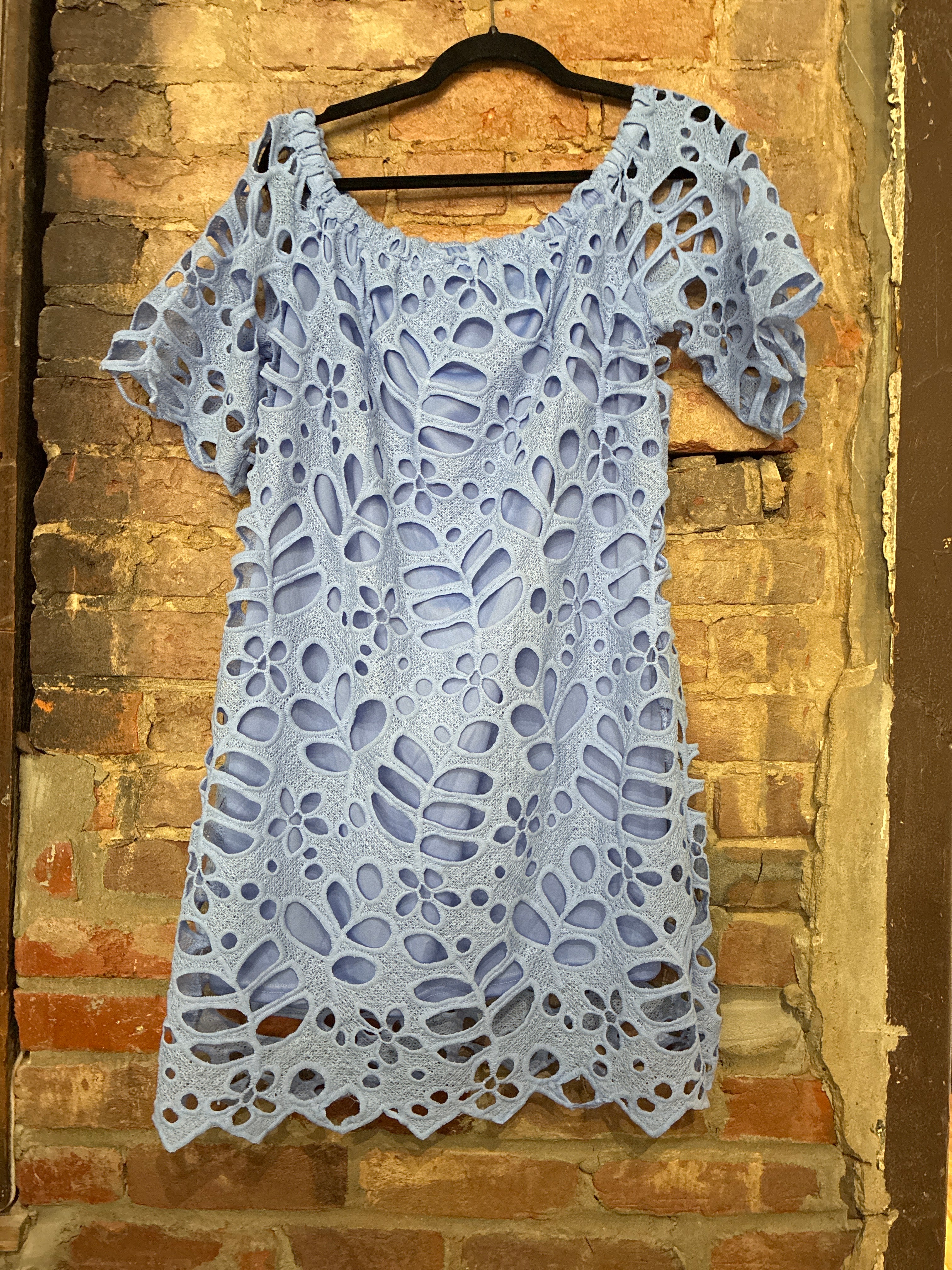 Periwinkle Blue Lace Off the Shoulder Dress